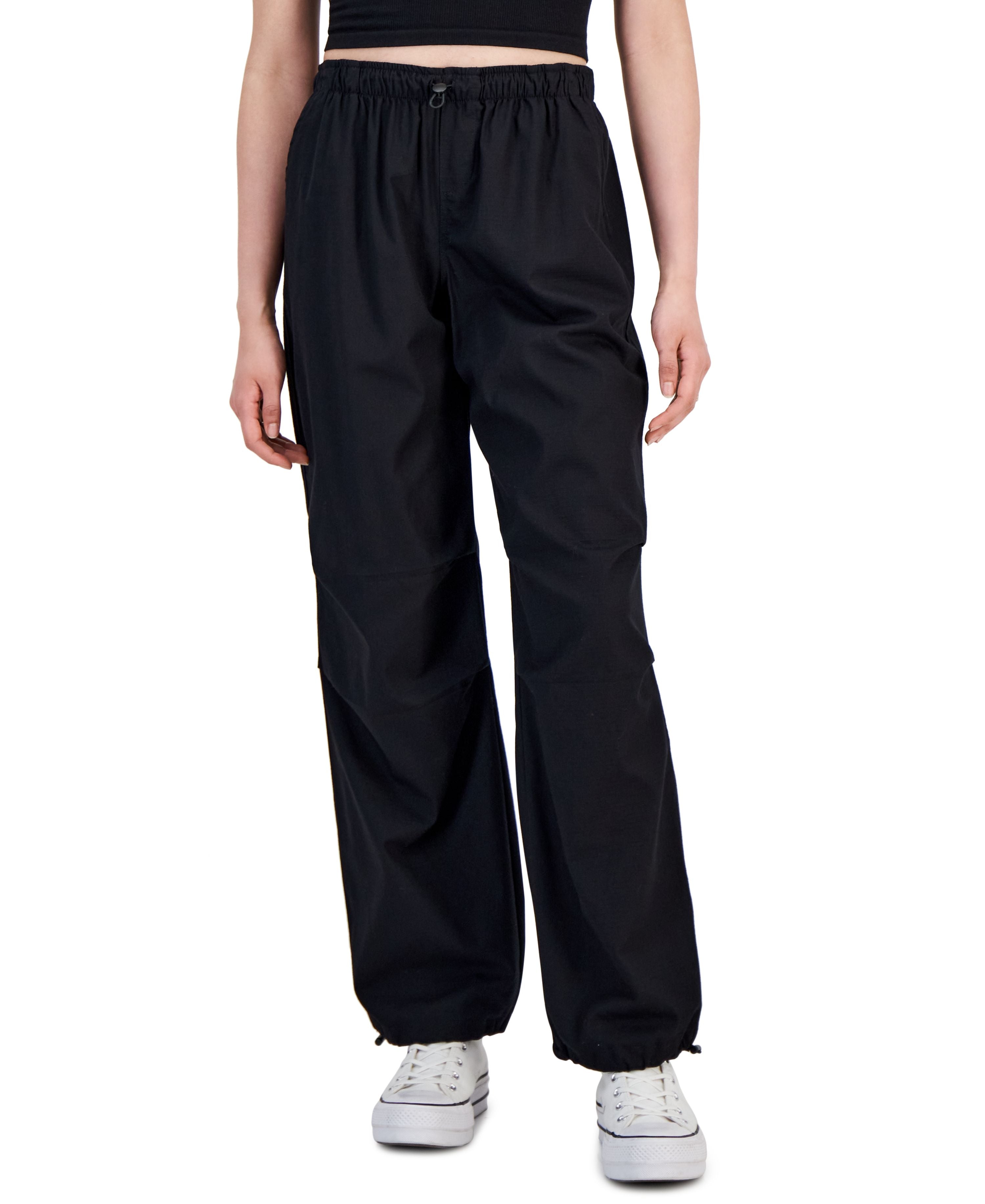 Juniors' Bungee-Hem Parachute Pants