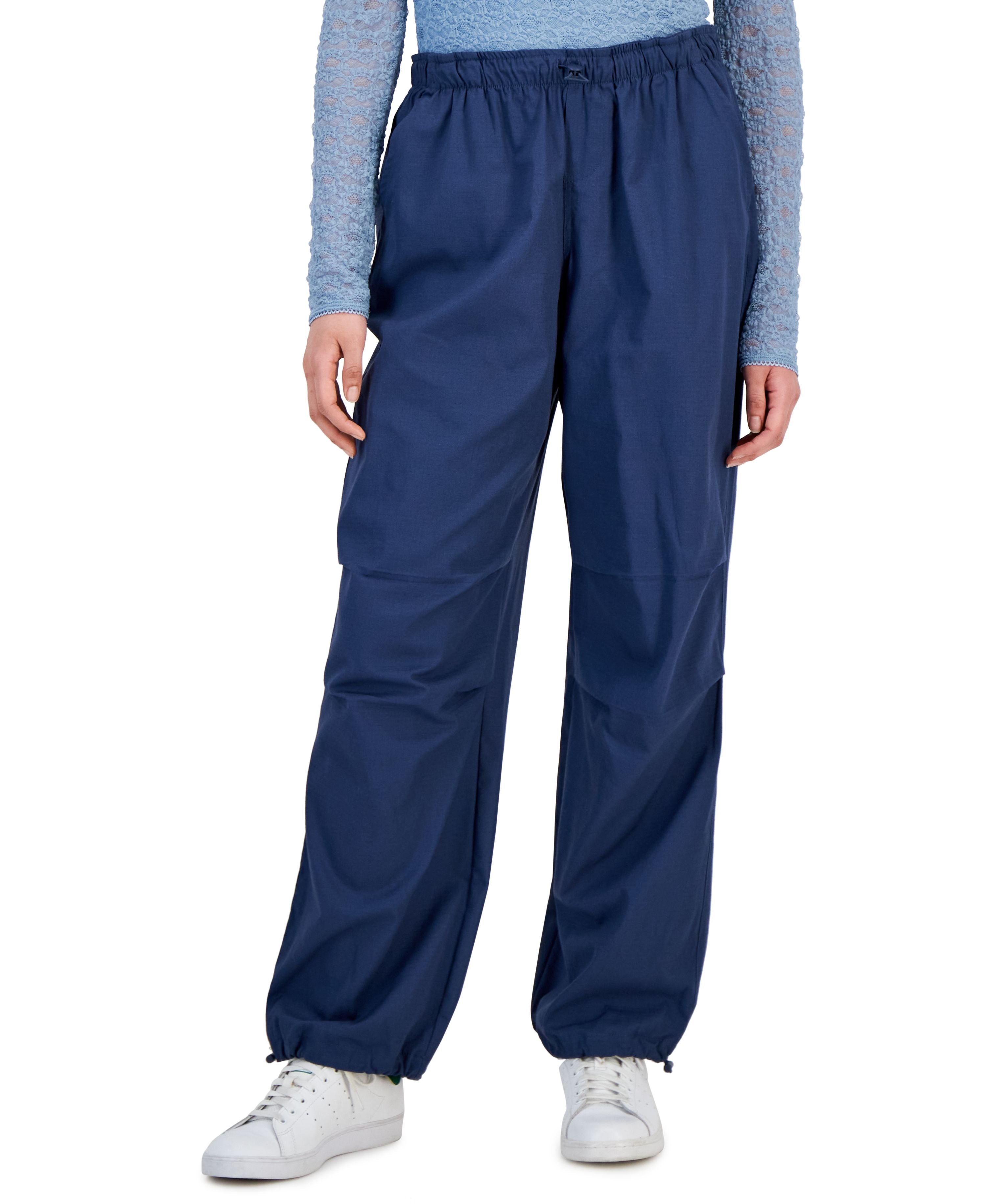 Juniors' Bungee-Hem Parachute Pants
