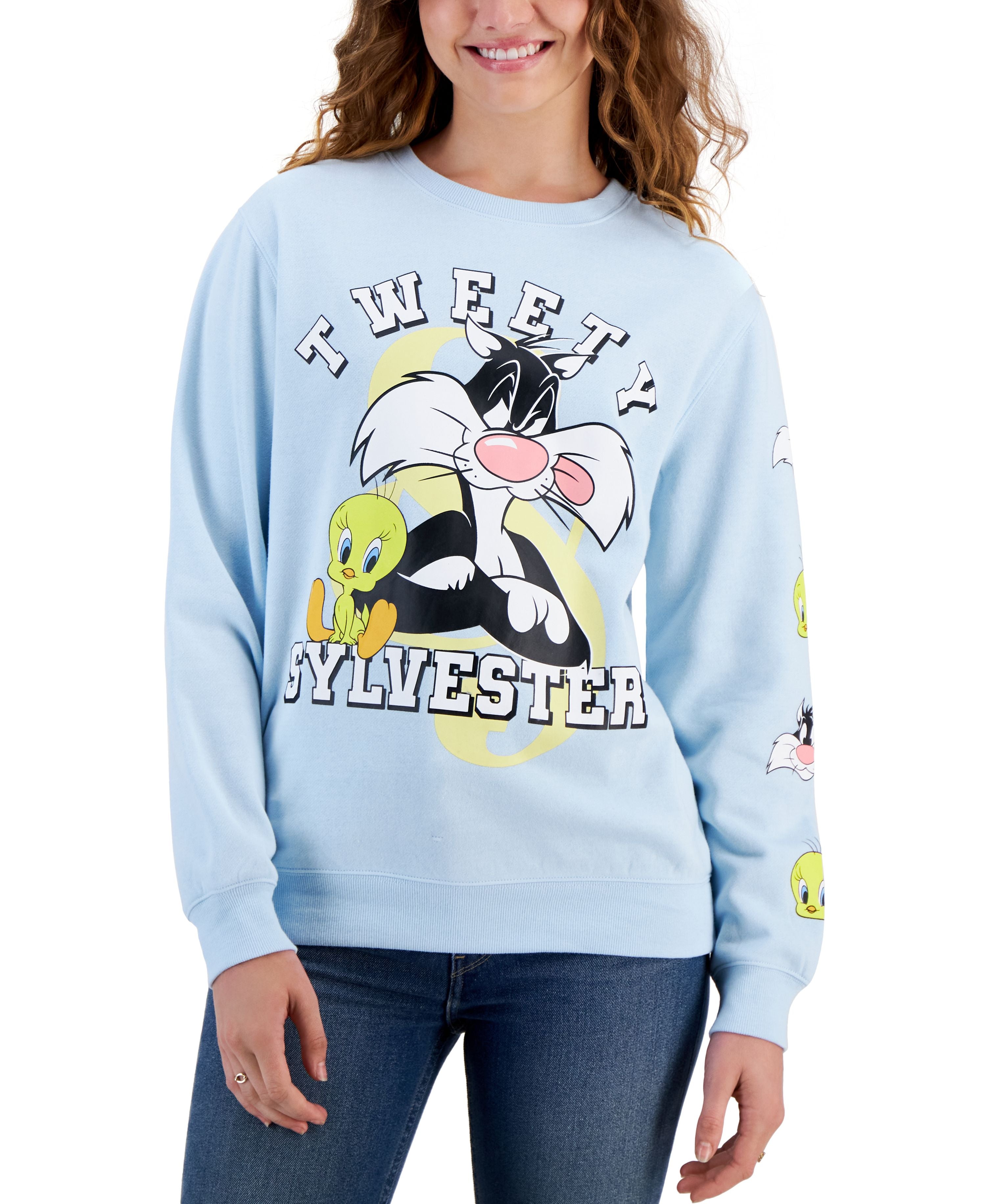 Juniors' Tweety And Sylvester Crewneck Sweatshirt