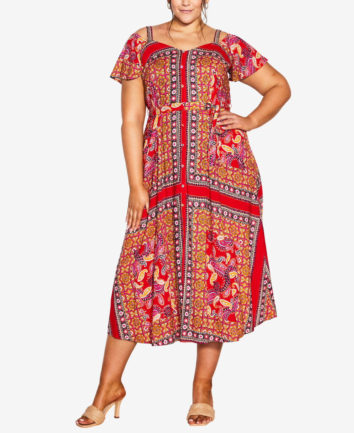 Plus Size Zoey Cold Shoulder Maxi Dress