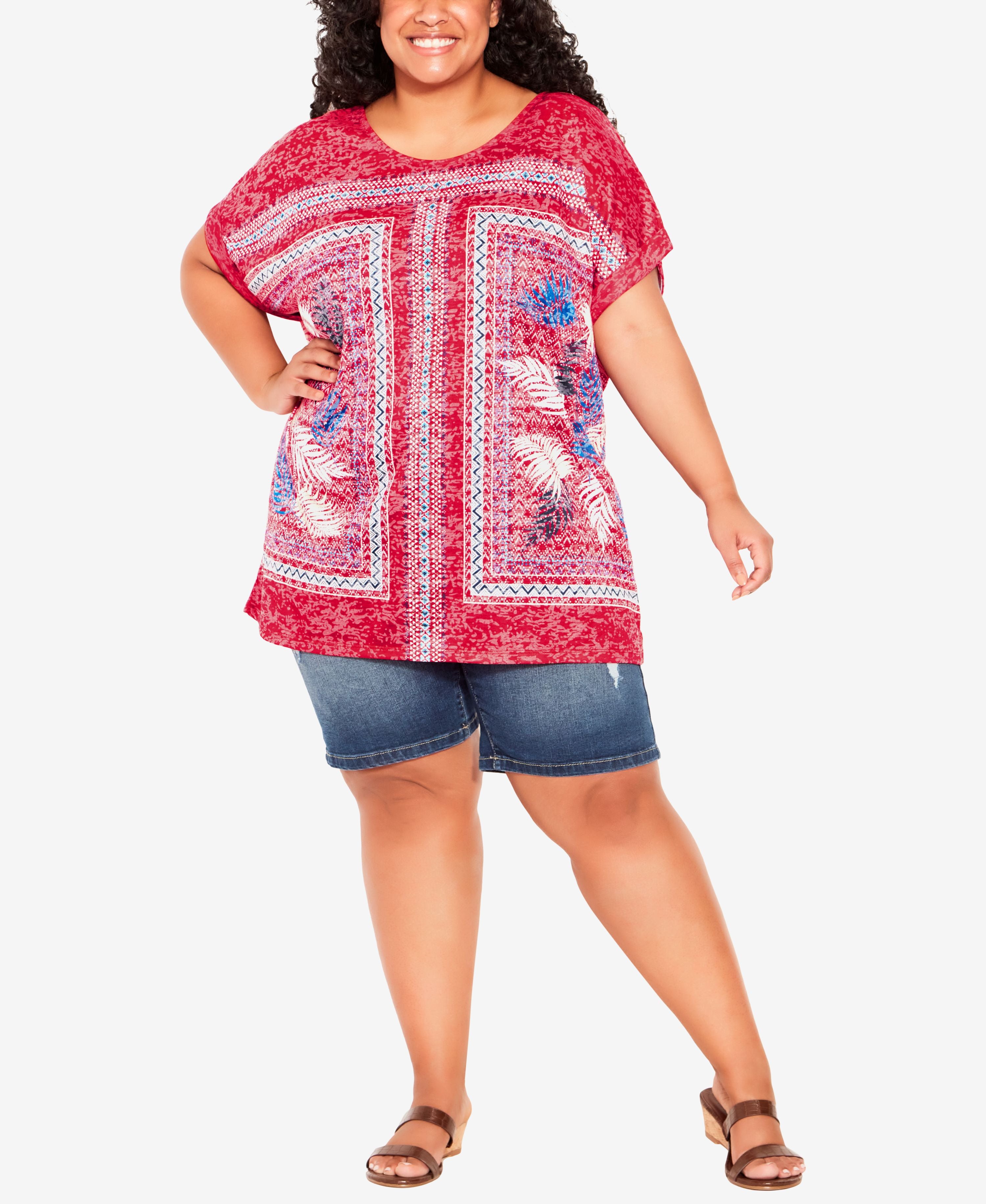 Plus Size Macie Burnout Scoop Neck Top