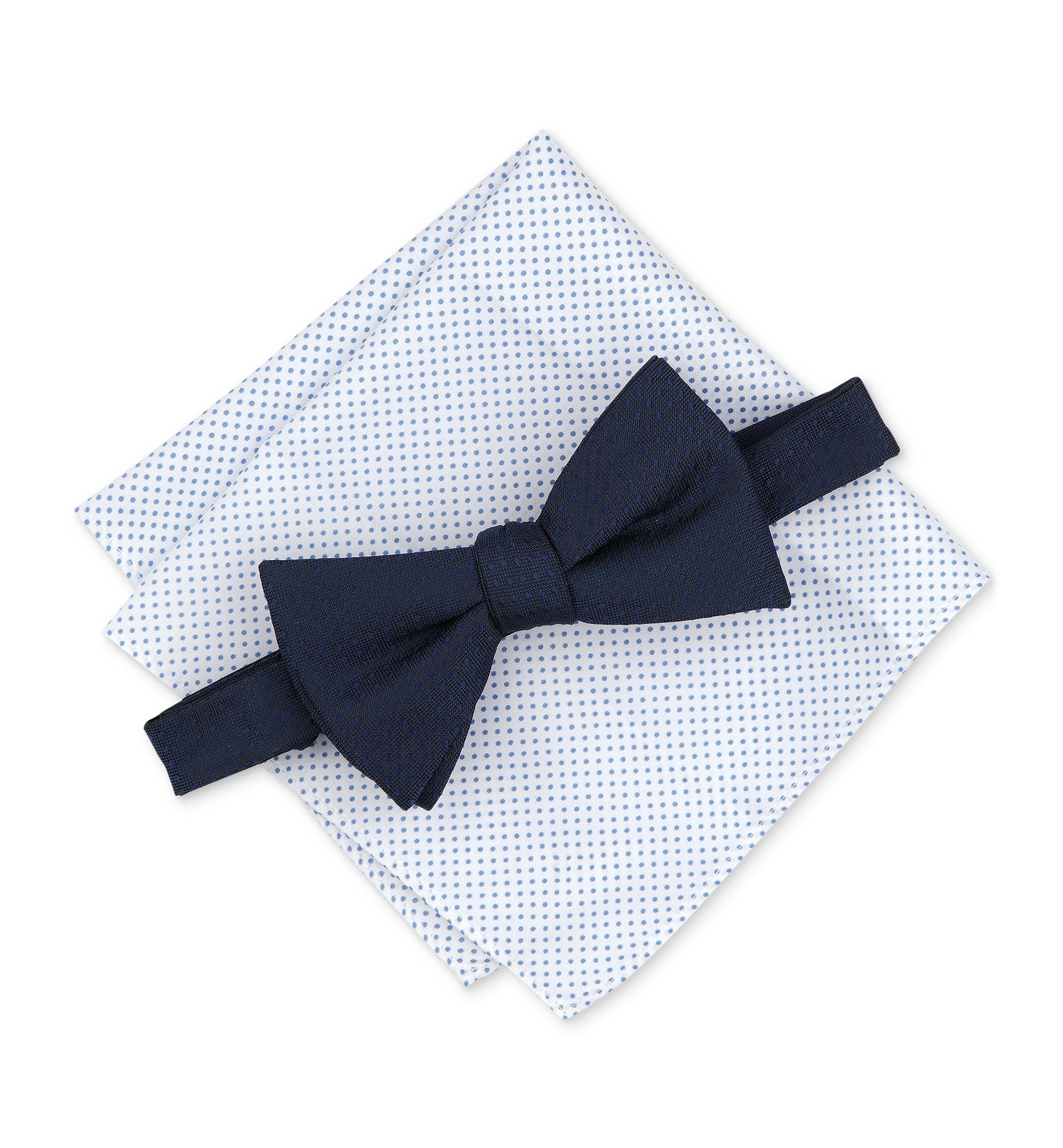 Men's Allendale Solid Bow Tie & Mini-Dot Pocket Square Set