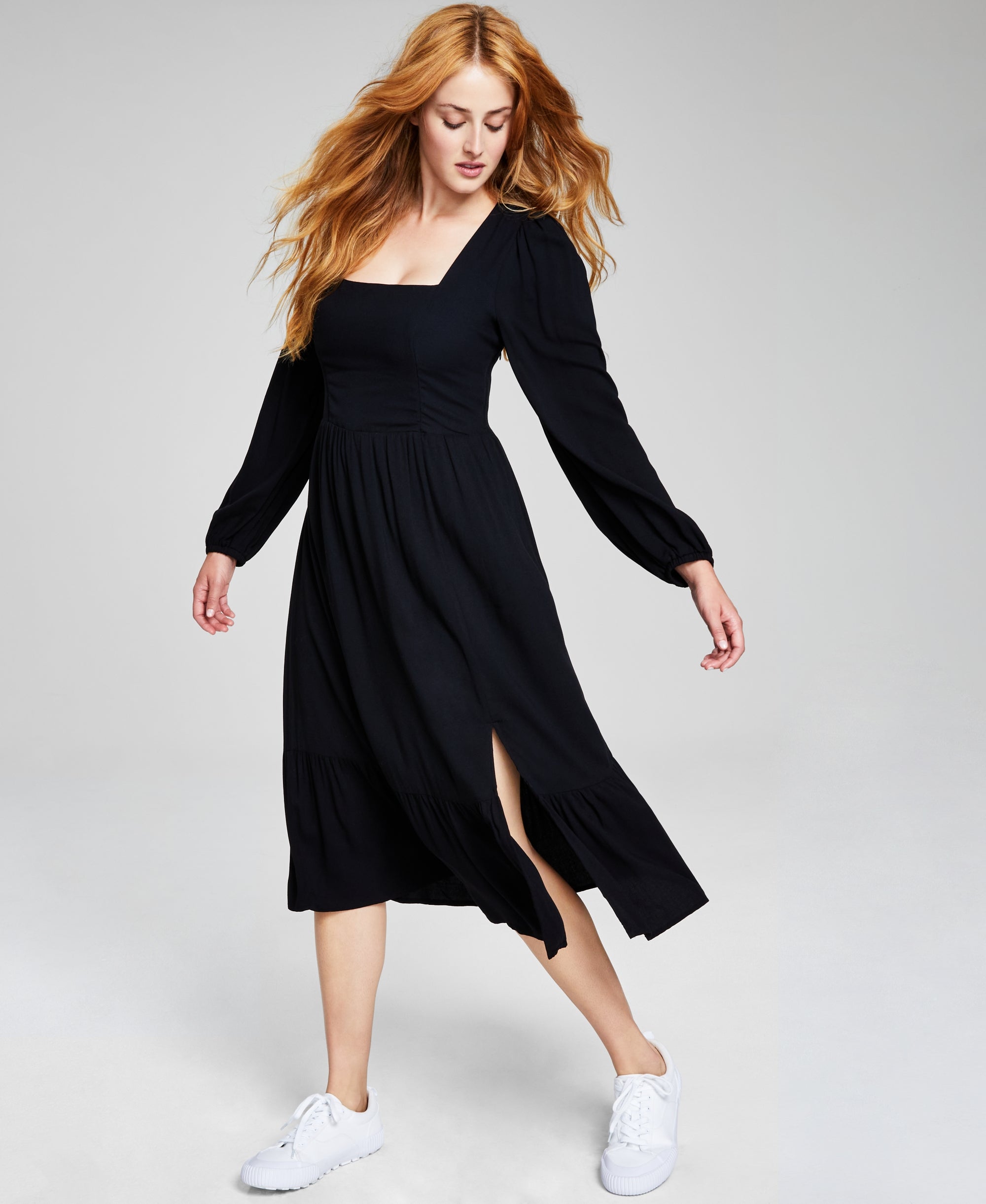 Women's Square-Neck Tiered Dress