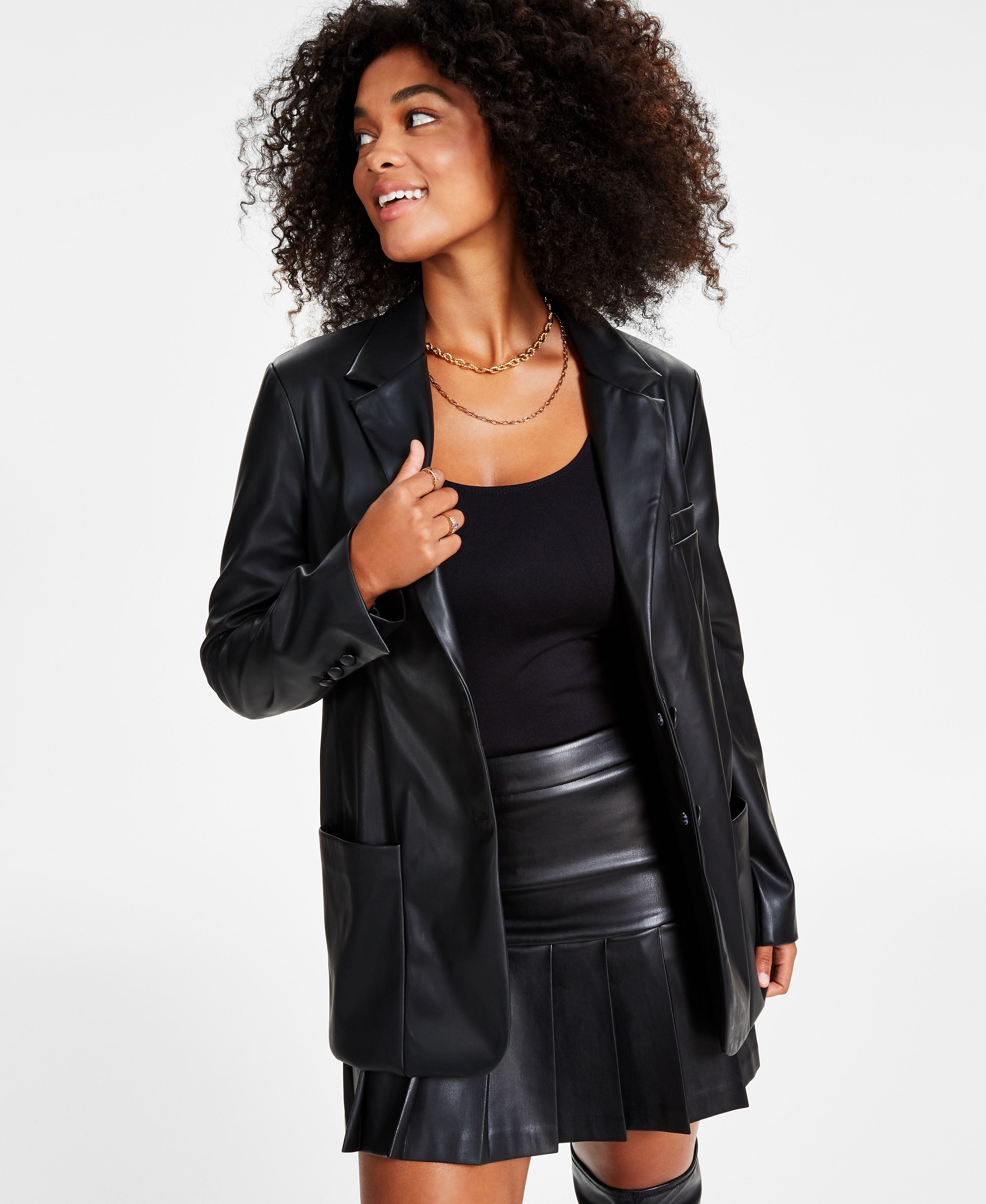 Women's Faux-Leather Blazer