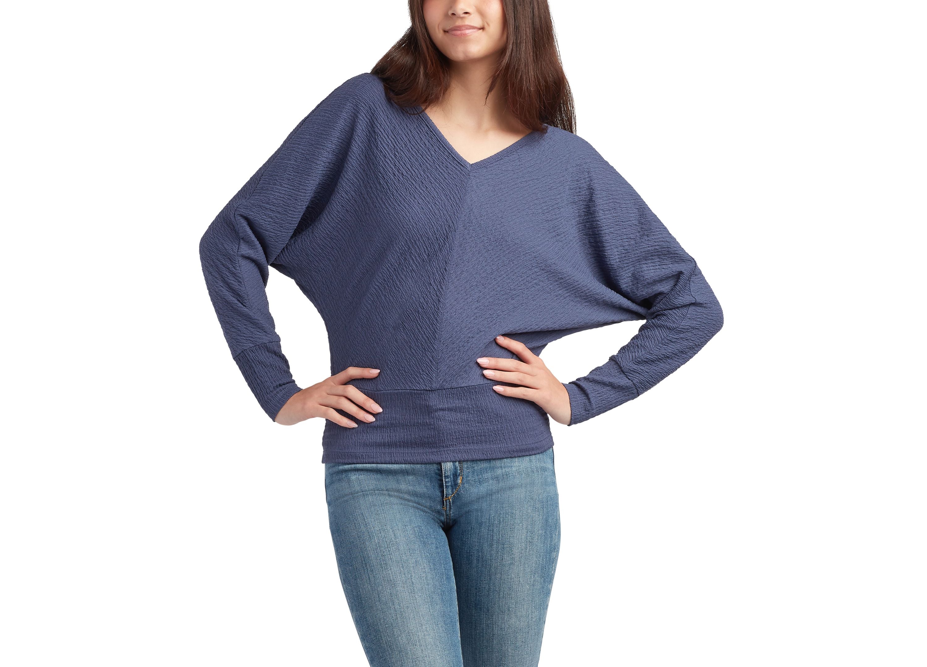 Juniors' Banded-Bottom Textured Top
