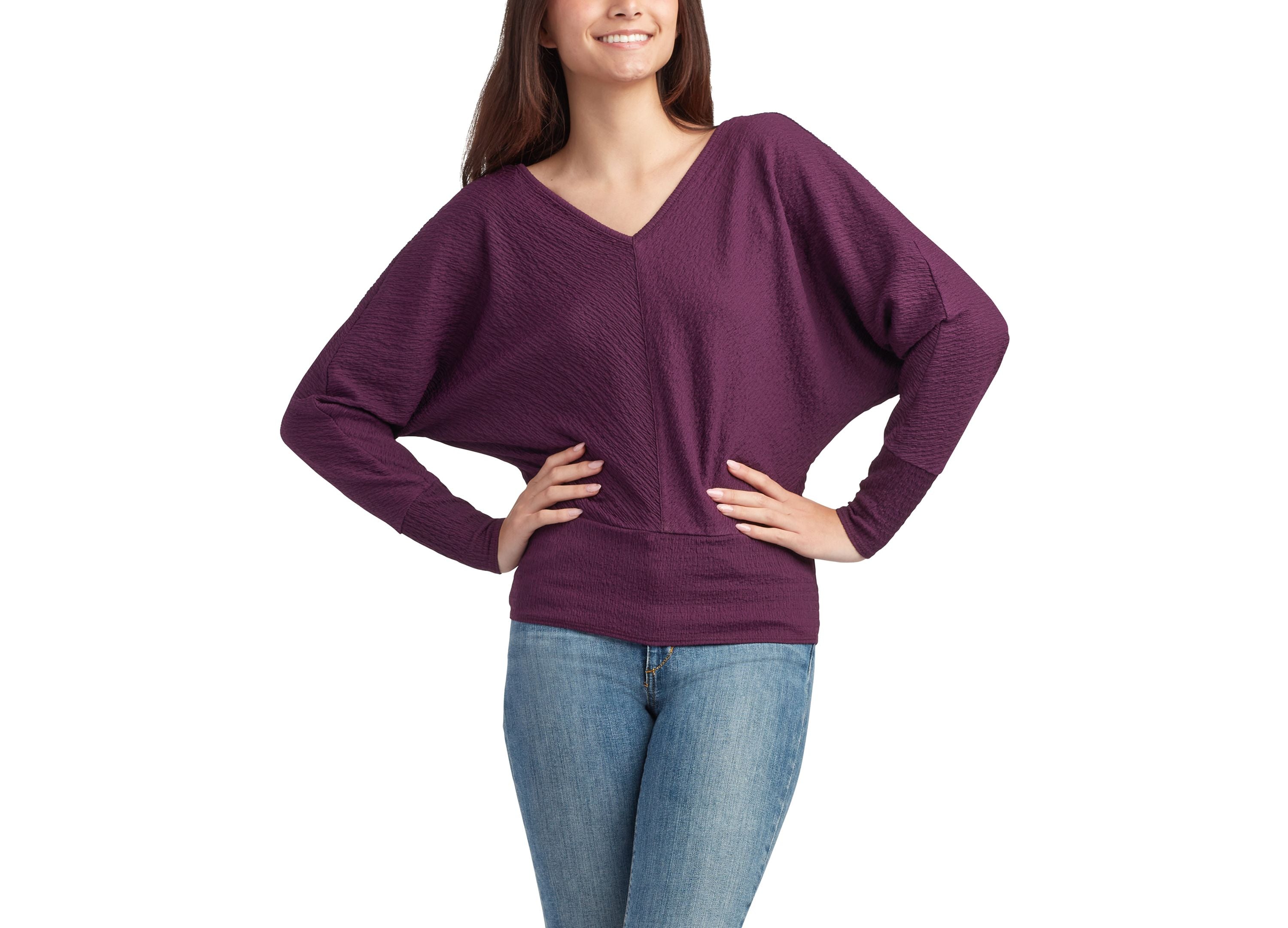 Juniors' Banded-Bottom Textured Top