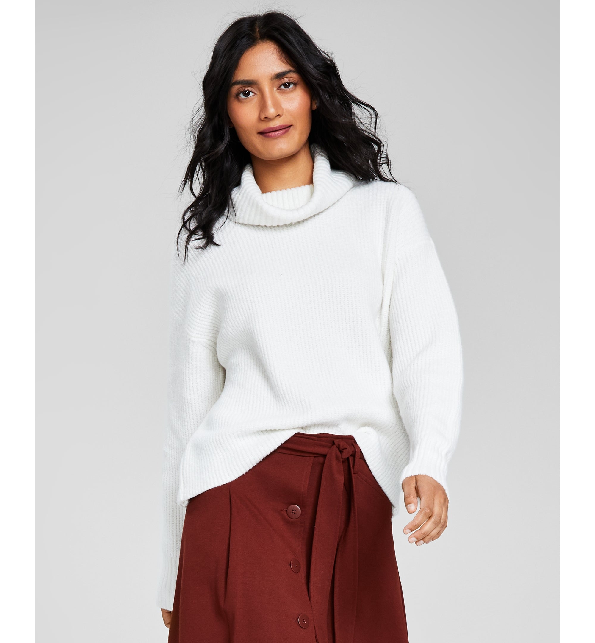 Women's Turtleneck Sweater & Pont�-Knit Skirt