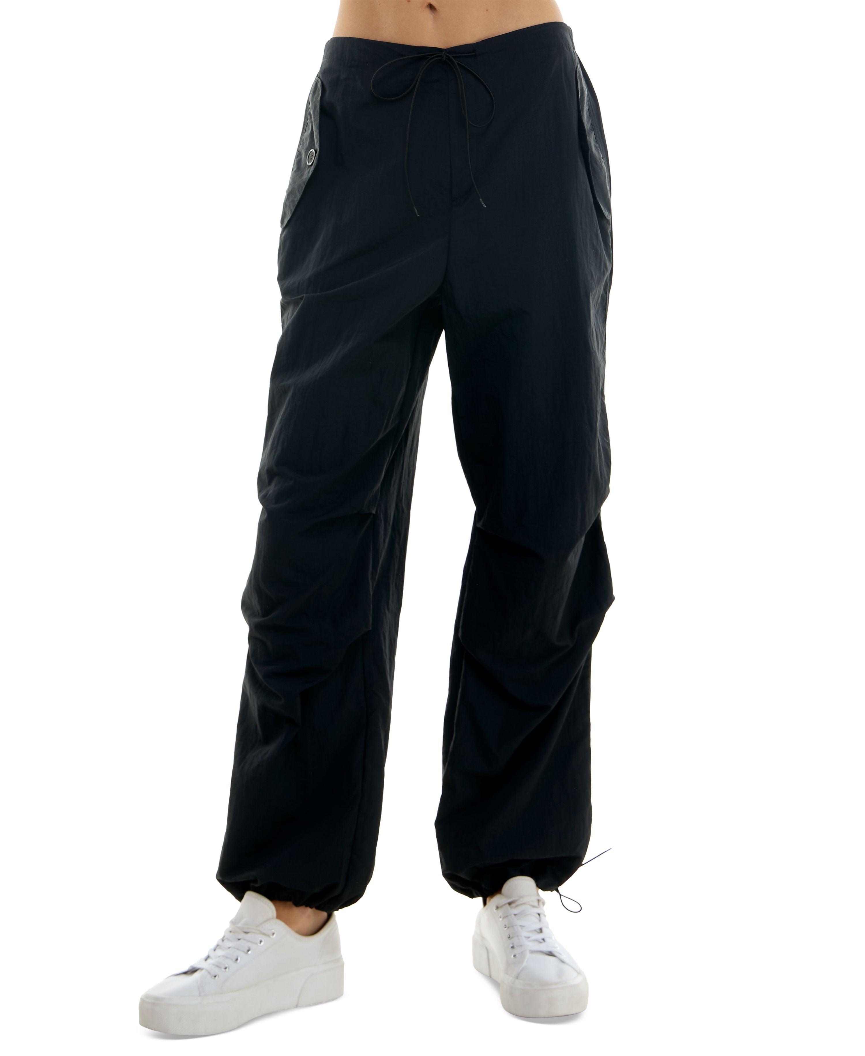 Juniors' High-Rise Bungee-Tie Parachute Pants