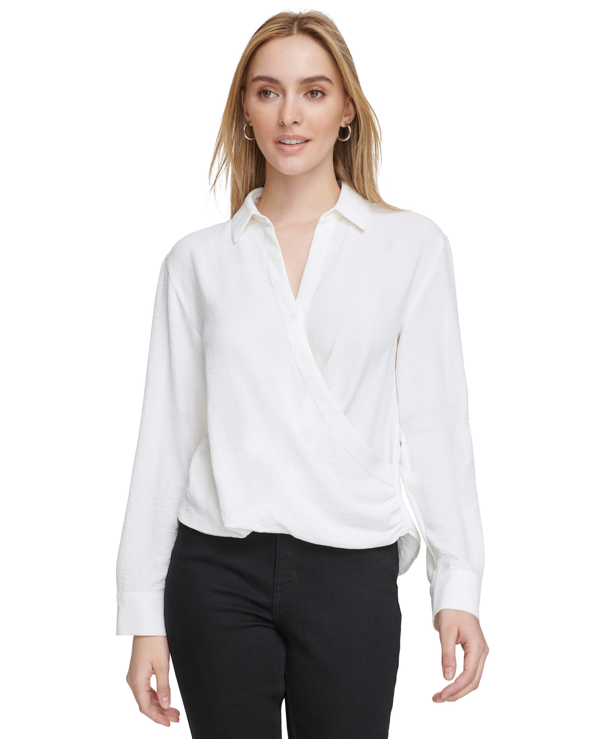 Women's Wrap-Style Long-Sleeve Top