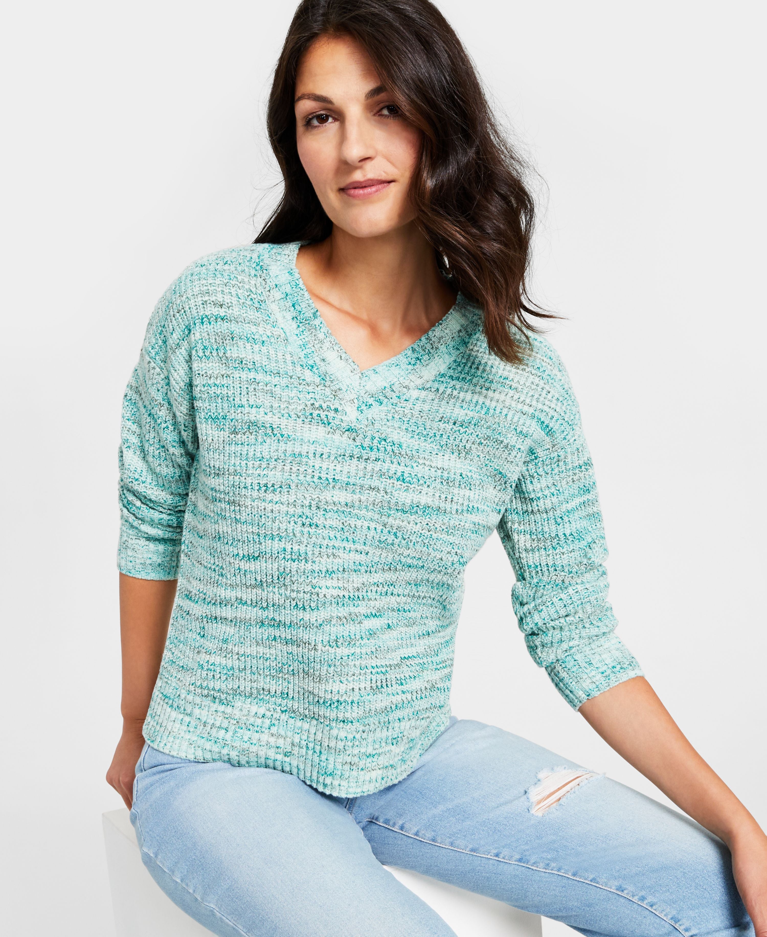 Women's Spacedyed V-Neck Sweater, PP-4X