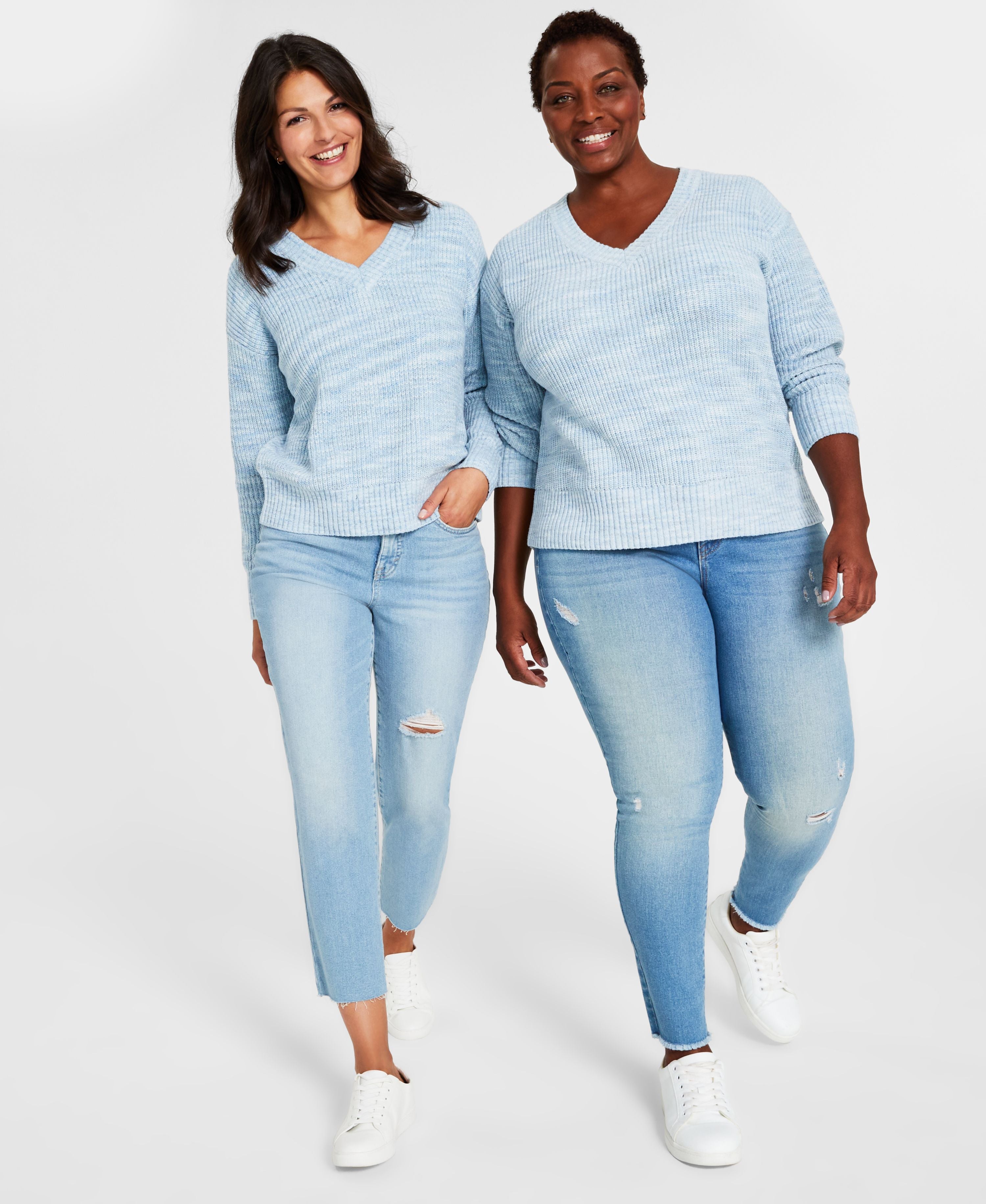 Women's Spacedyed V-Neck Sweater, PP-4X