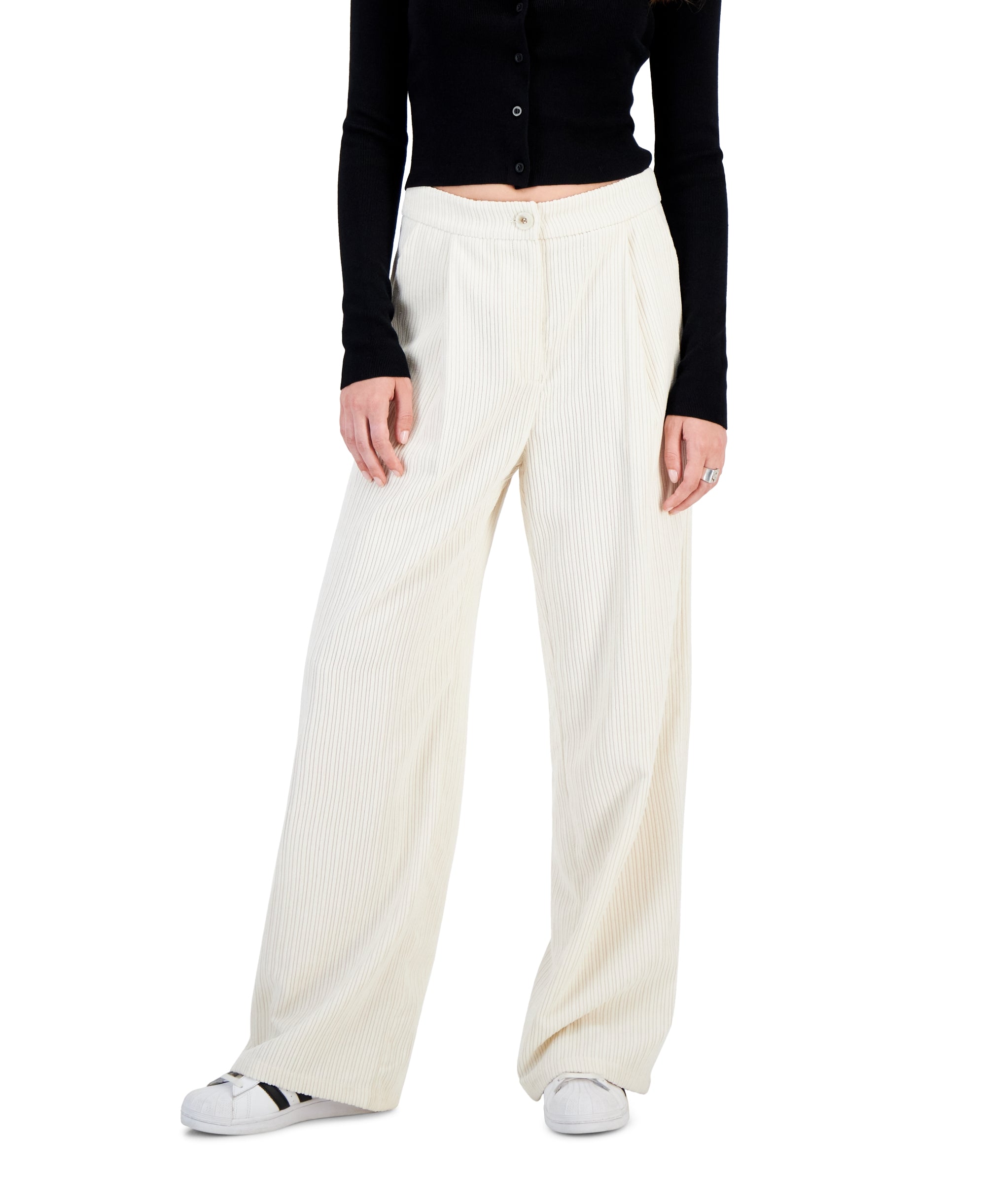 Women's Corduroy Pleated Wide-Leg Pants