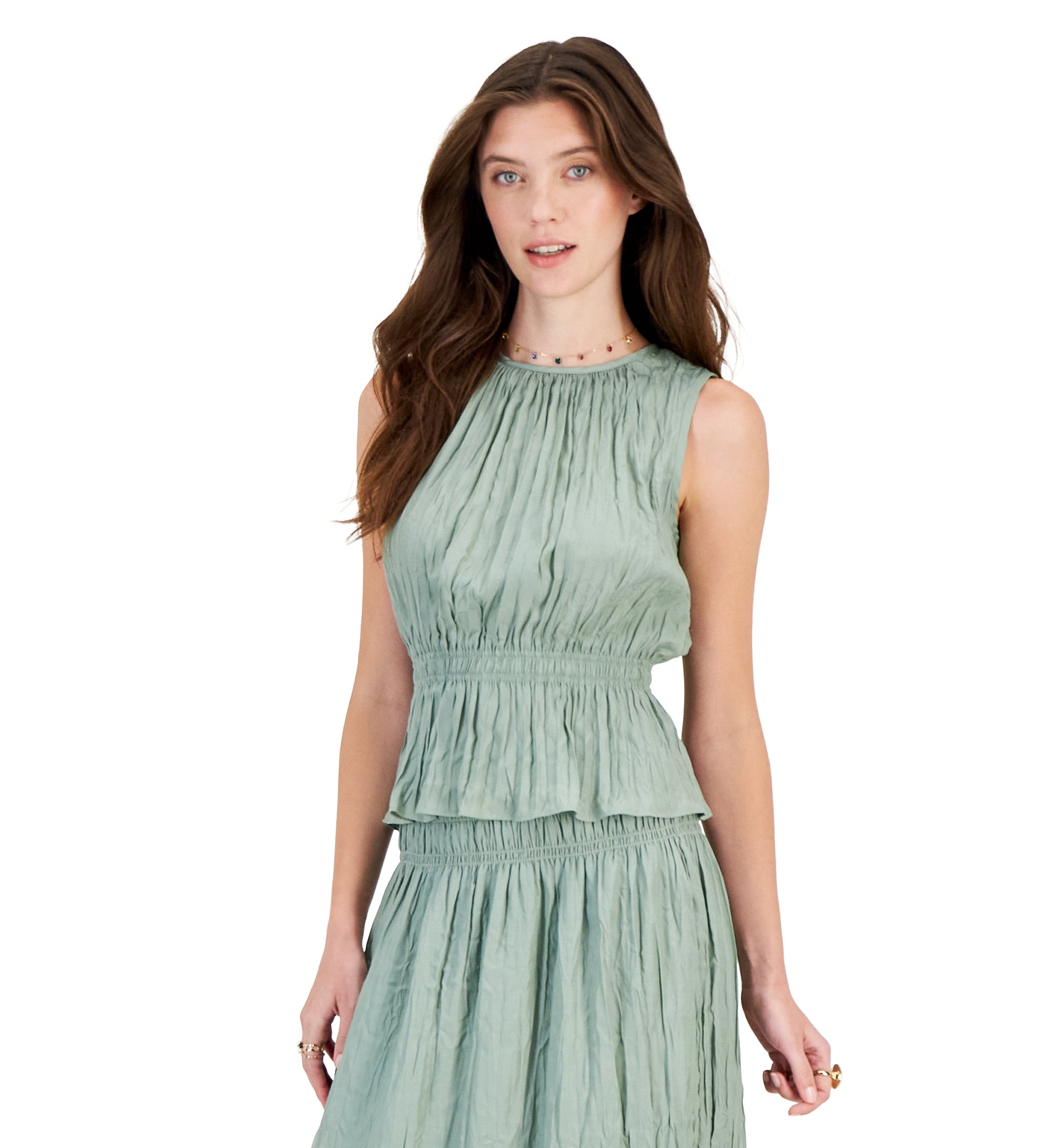 Women's Crinkle Peplum Top  Oregano M