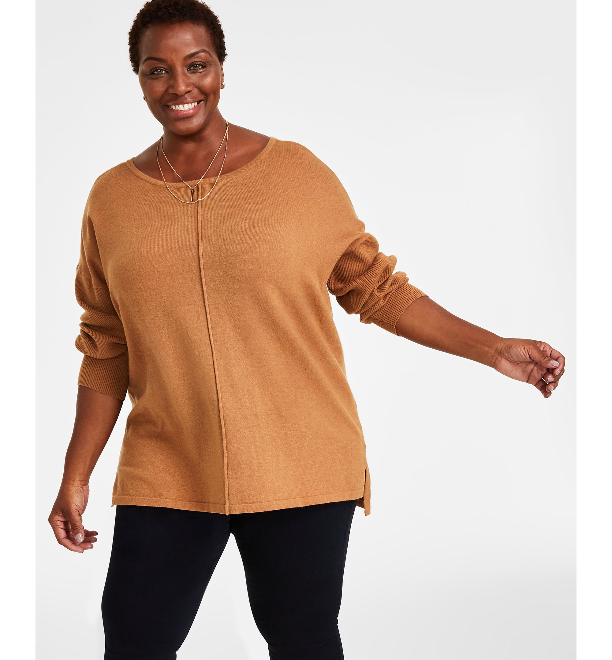 Plus Size Front-Seam Tunic Sweater