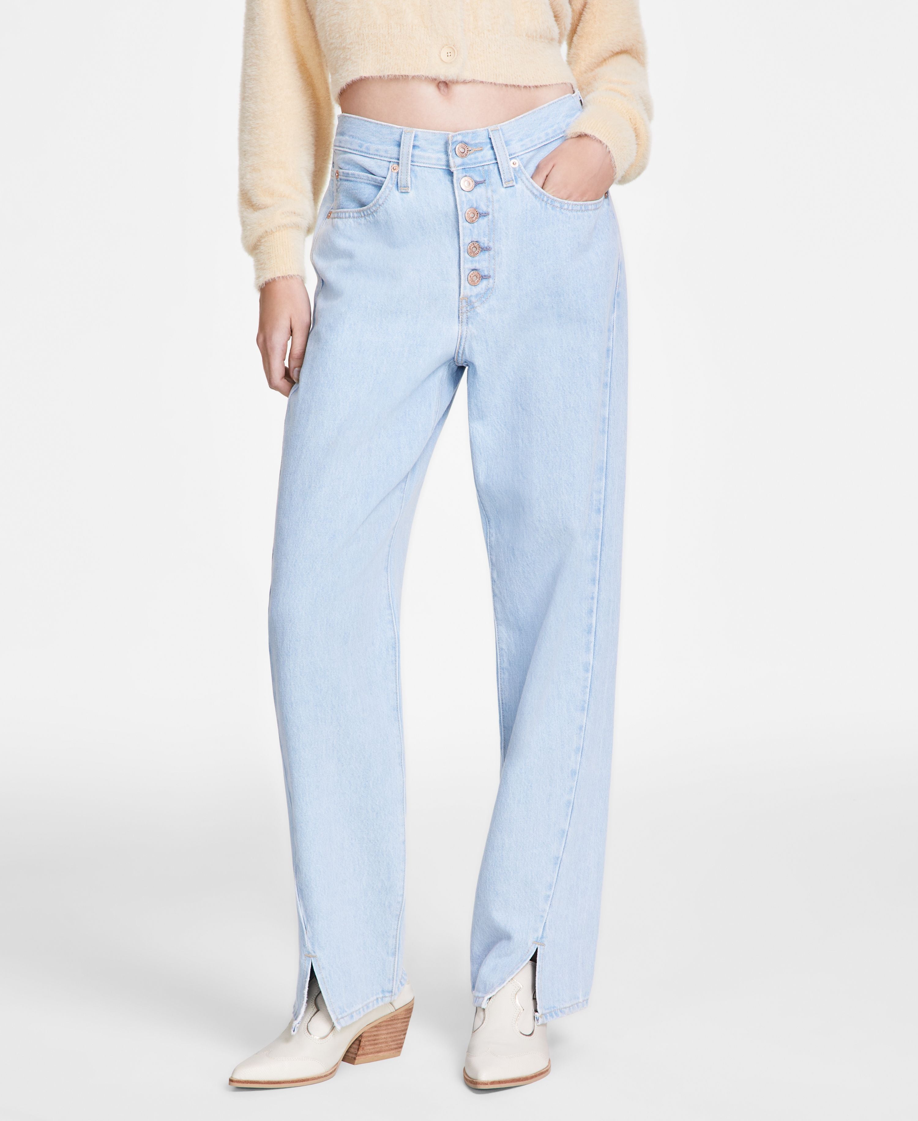 Women's '94 Baggy Mid-Rise Slit-Hem Twisted Jeans