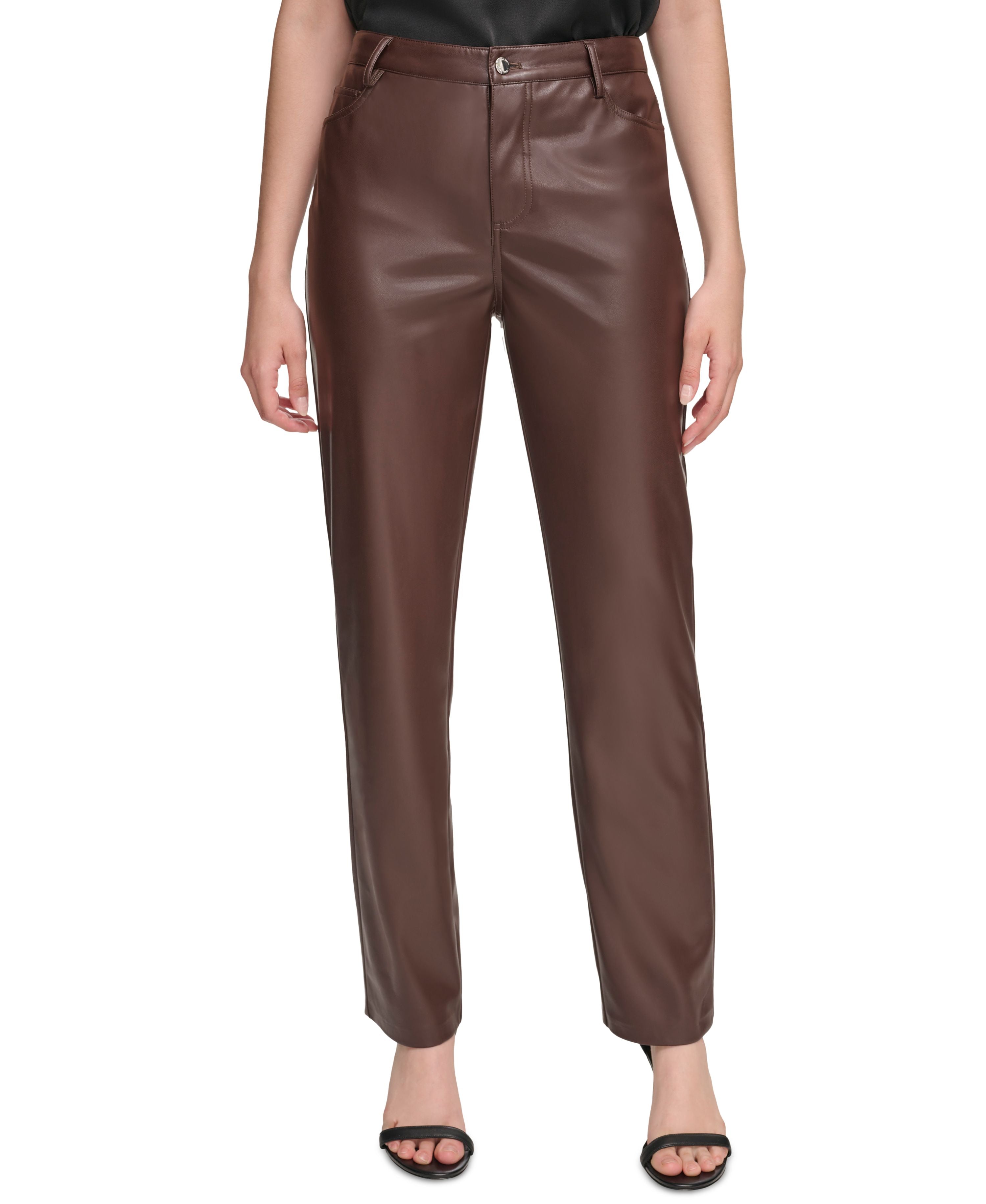 Women's Faux-Leather Straight Leg Pants
