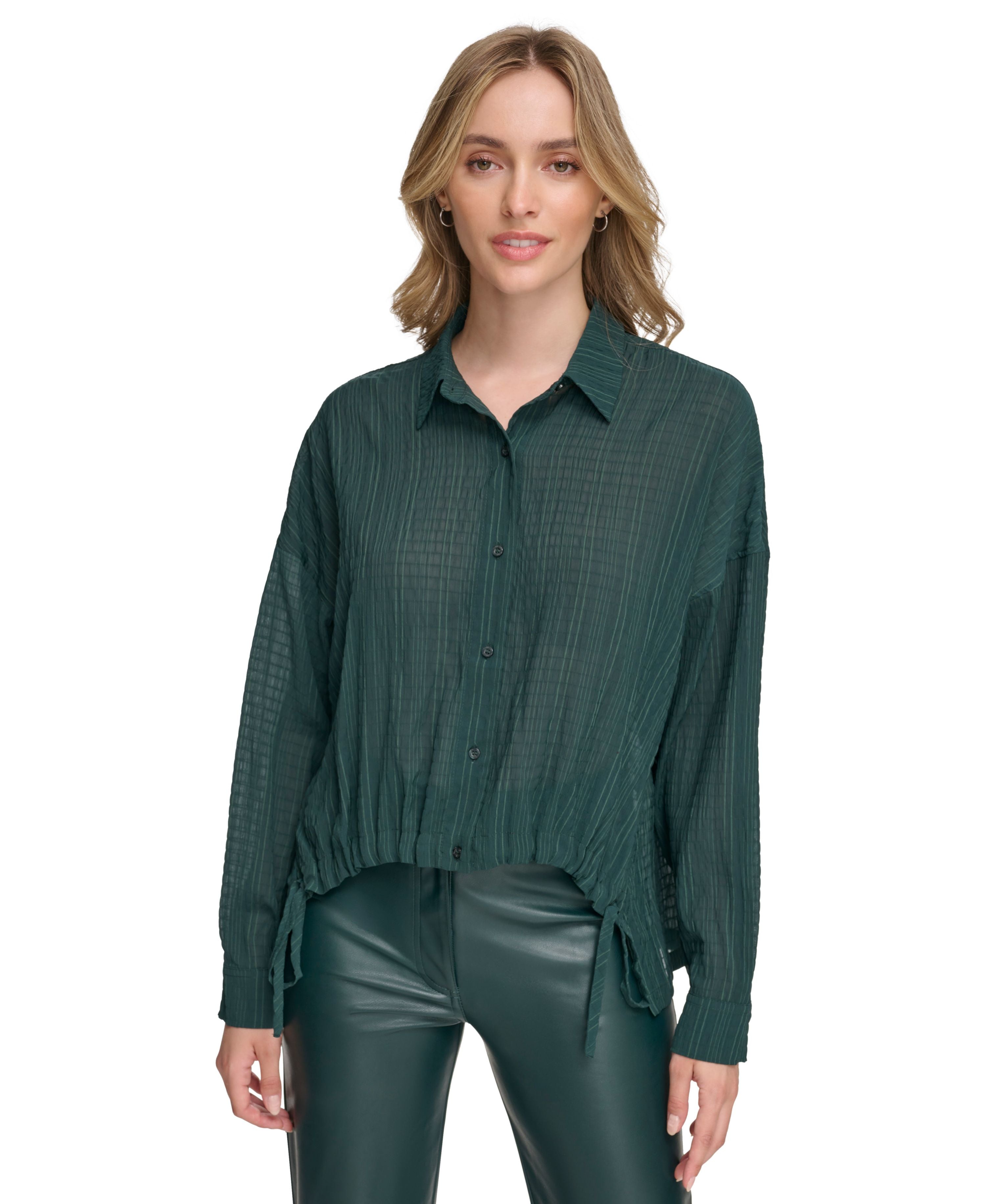 Women's Tie Hem Button Down Shirt