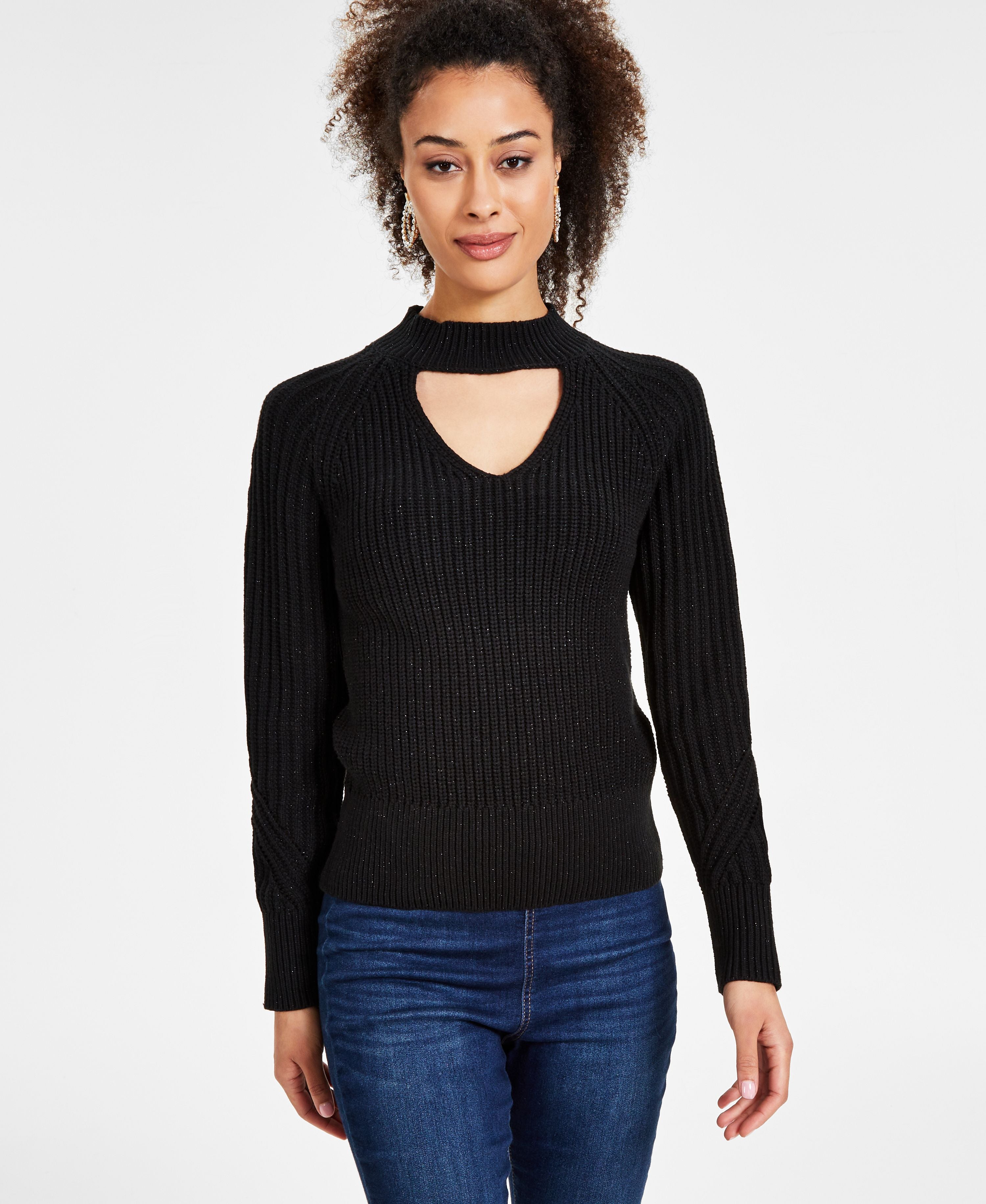 Women's Ribbed Keyhole Cutout Sweater