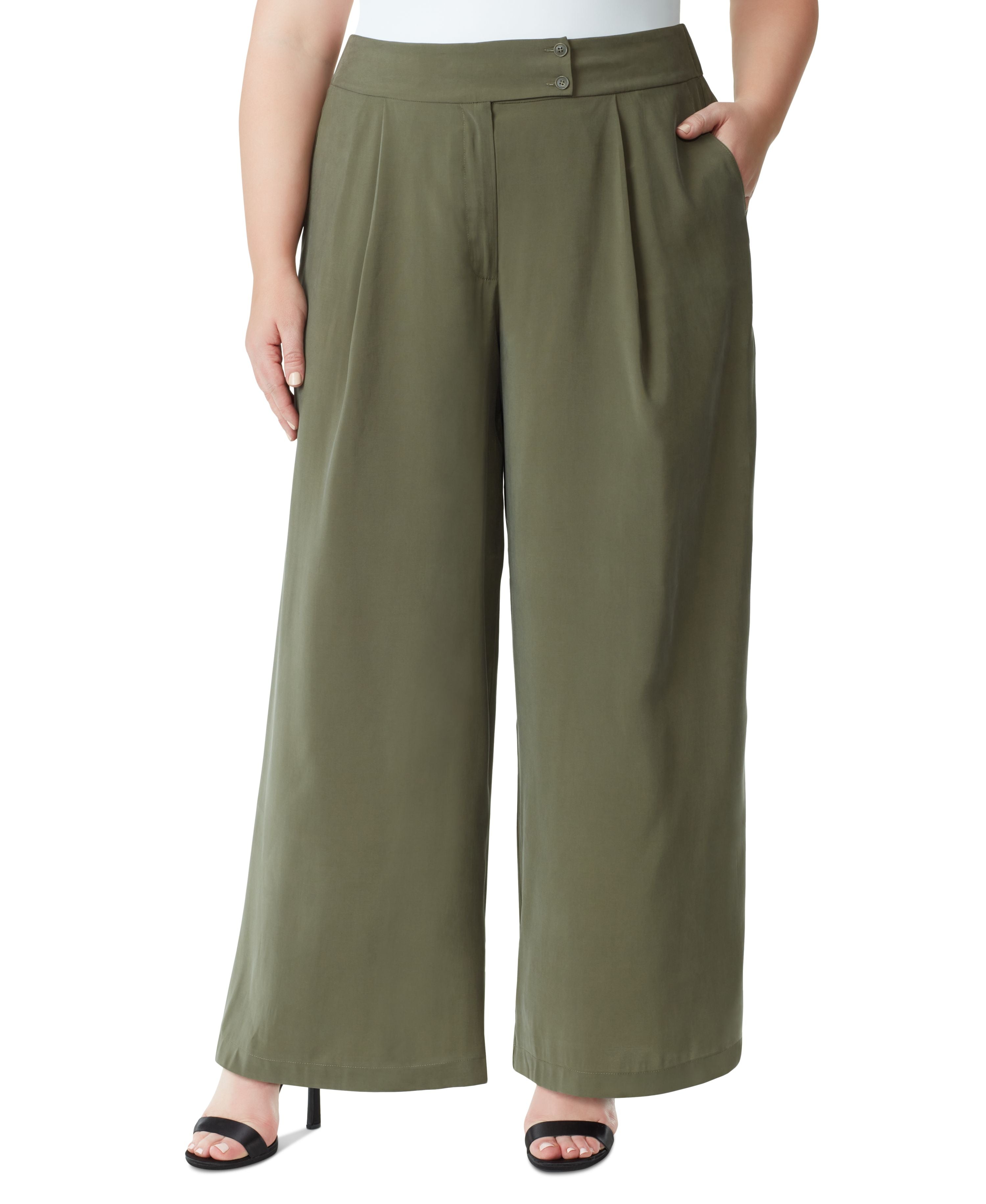 Trendy Plus Size Pleated Wide-Leg Pants