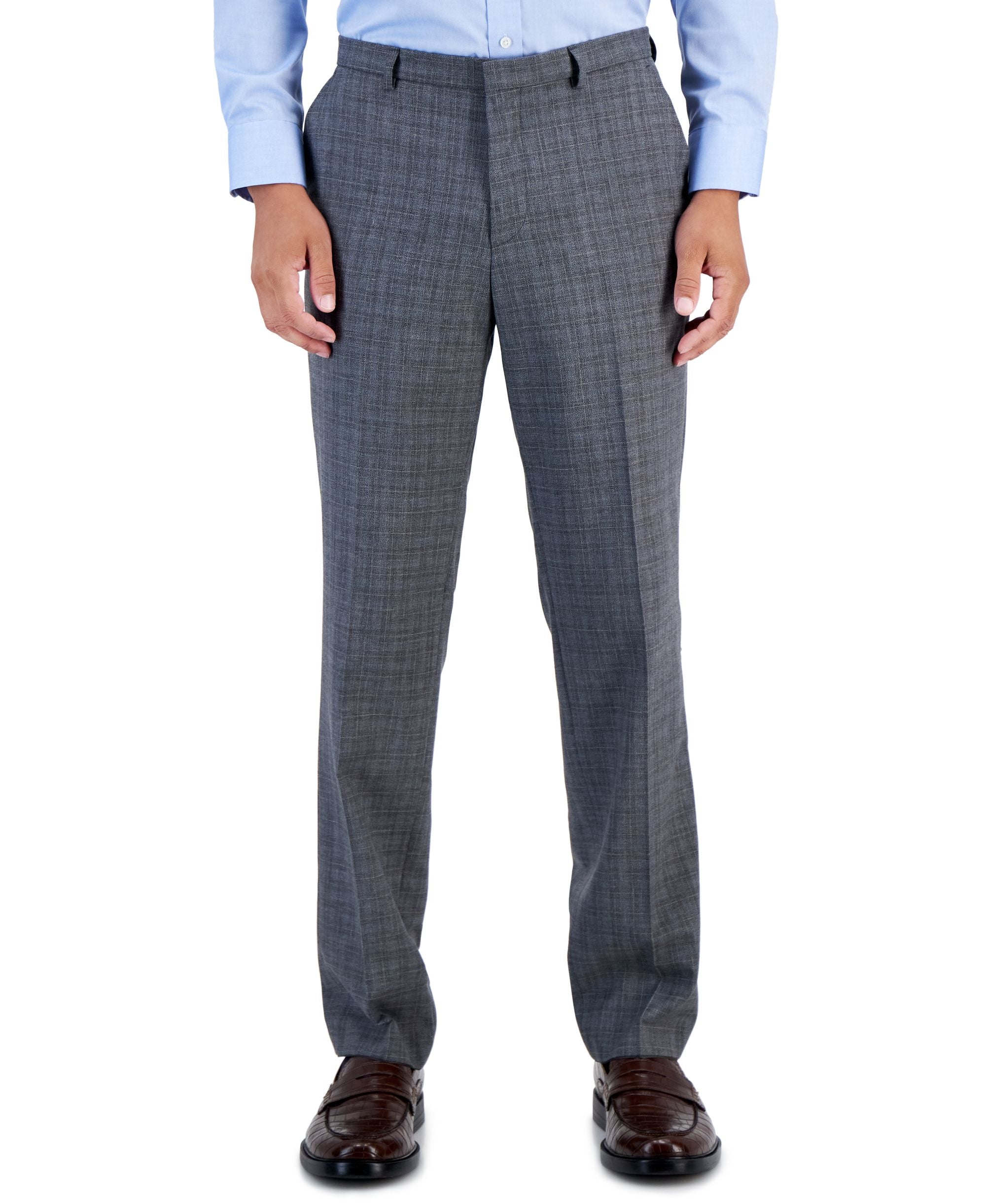 Men's Wool Blend Modern-Fit Check Suit Separate Pant