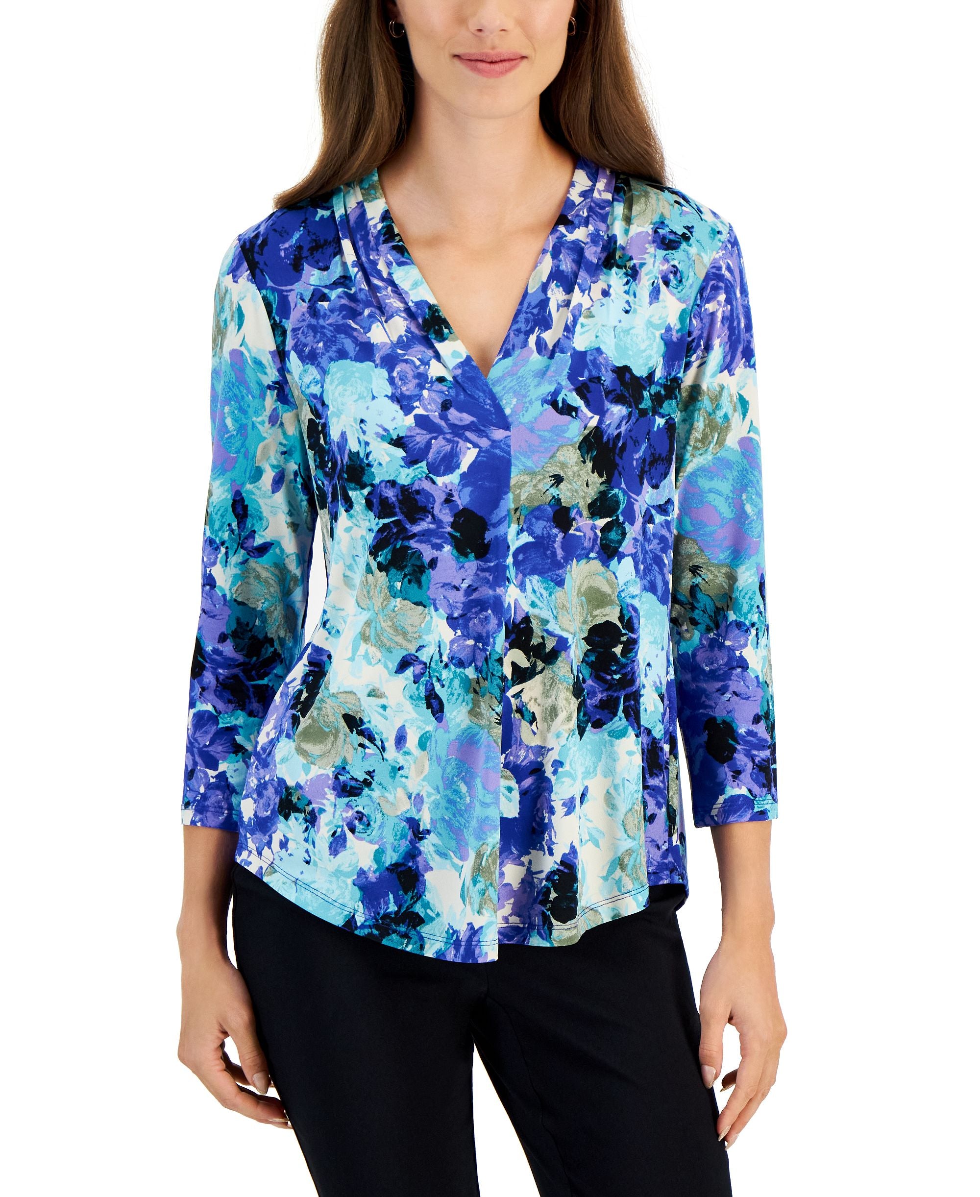 Petite Claudette Rose V-Neck Top
