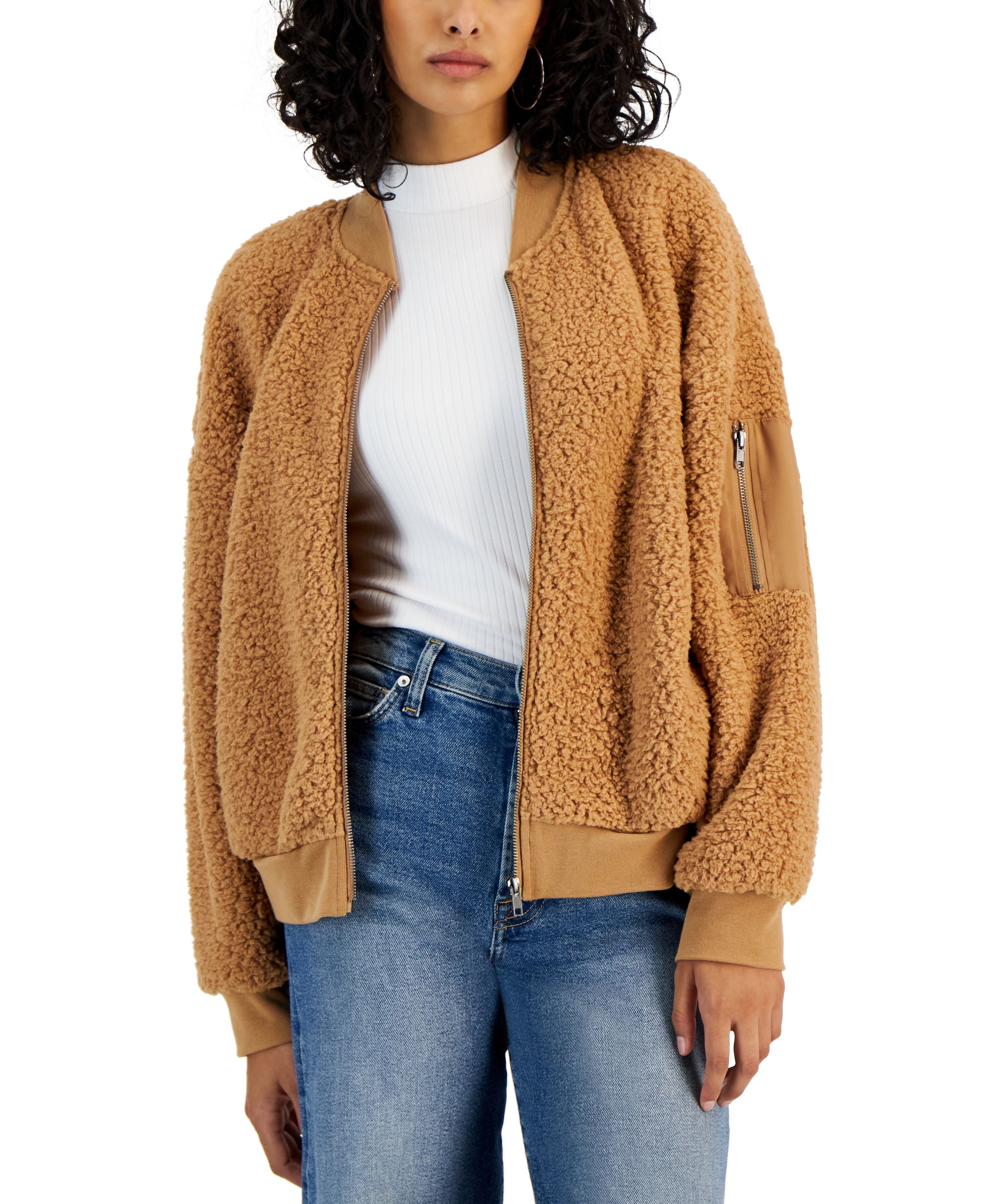 Juniors' Sherpa Fleece Bomber Jacket
