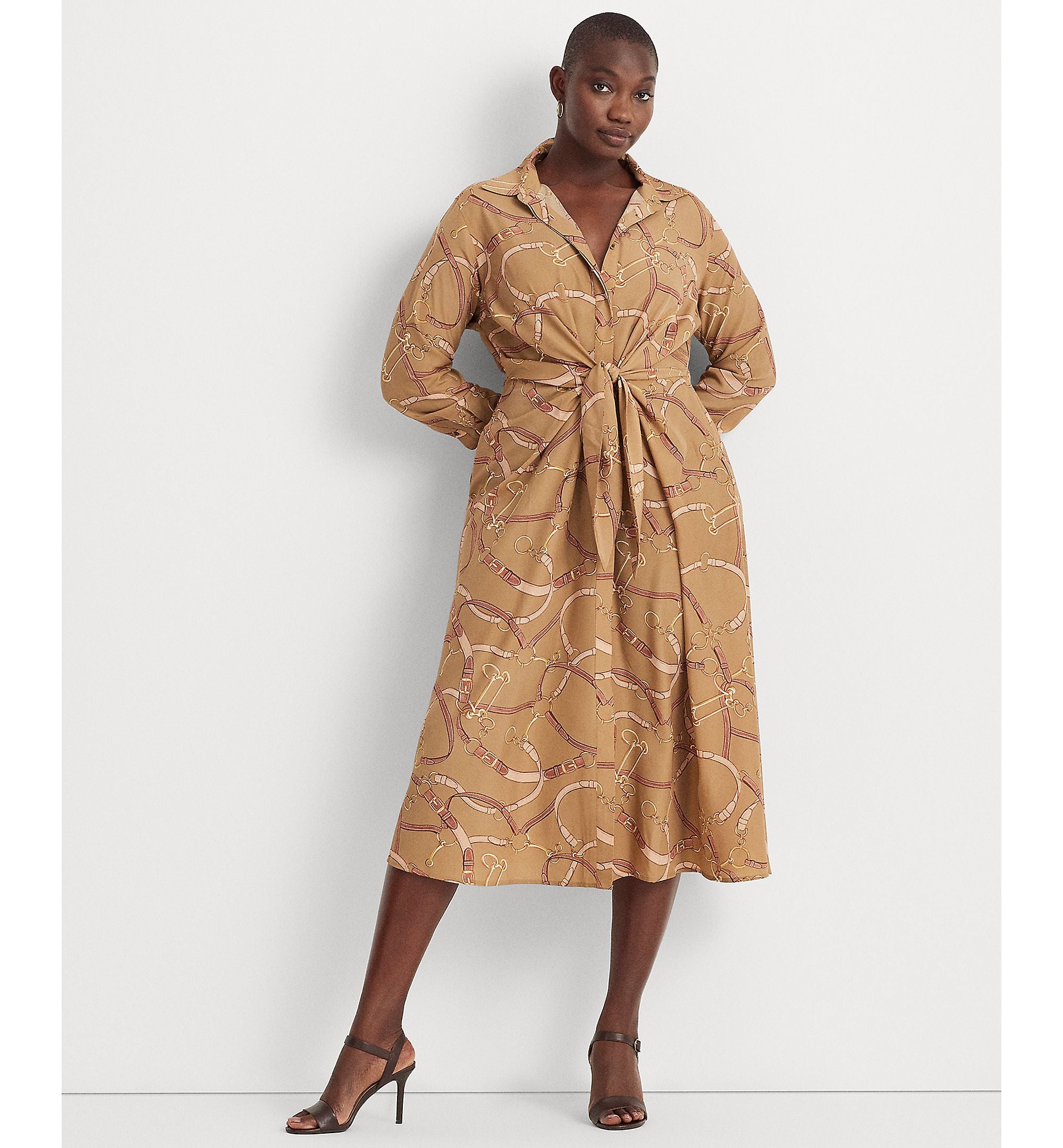 Plus Size Belting-Print Shirtdress