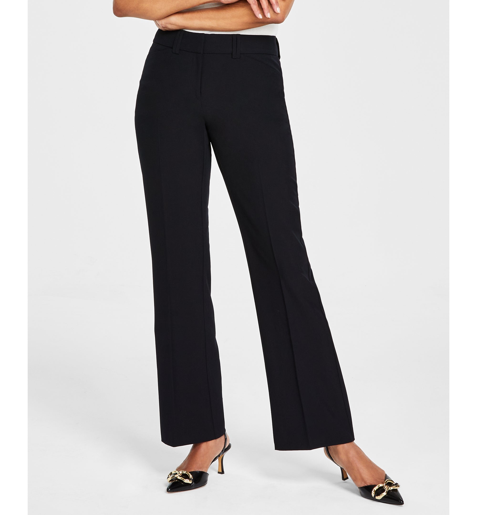 Women's Curvy Mid-Rise Bootcut Pants Deep Black 6