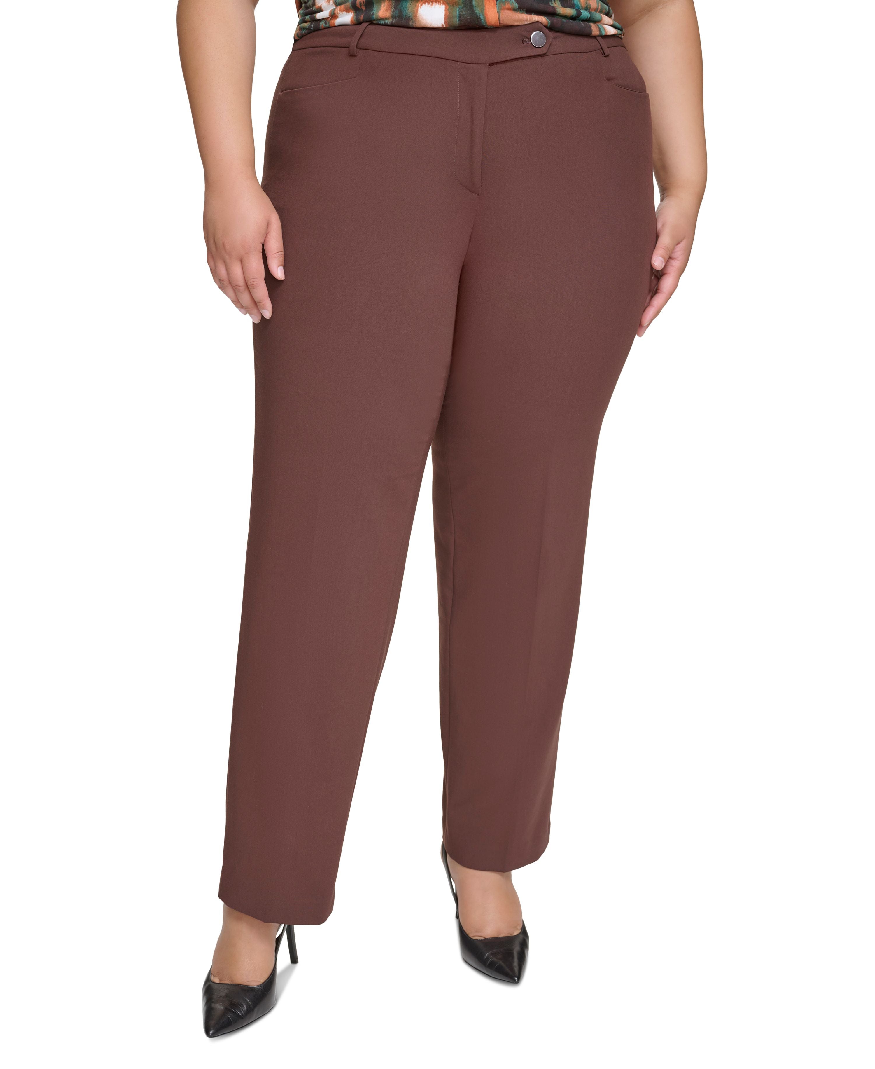 Plus Size Mid-Rise Straight-Leg Pants