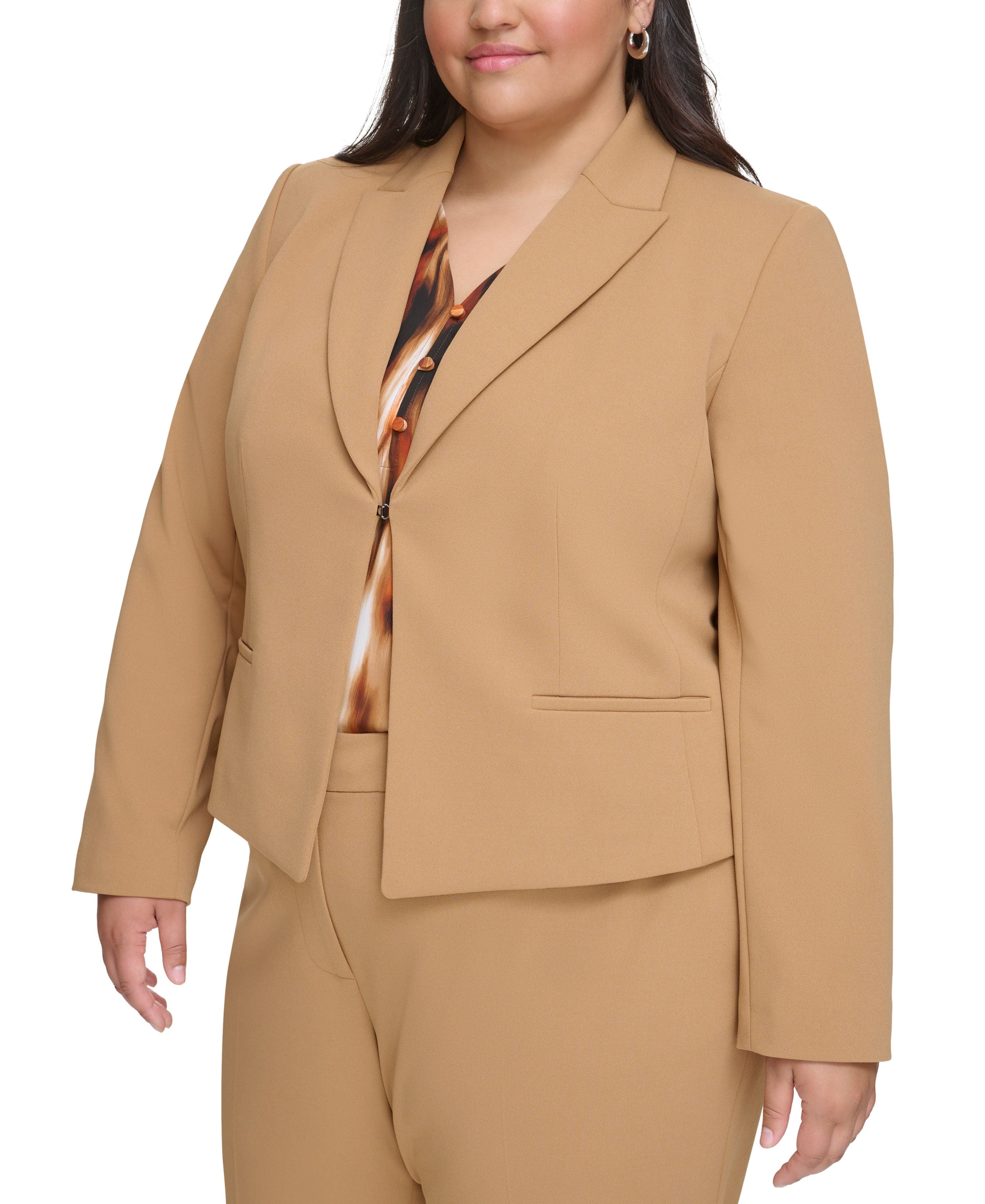 Plus Size Cropped Long-Sleeve Blazer