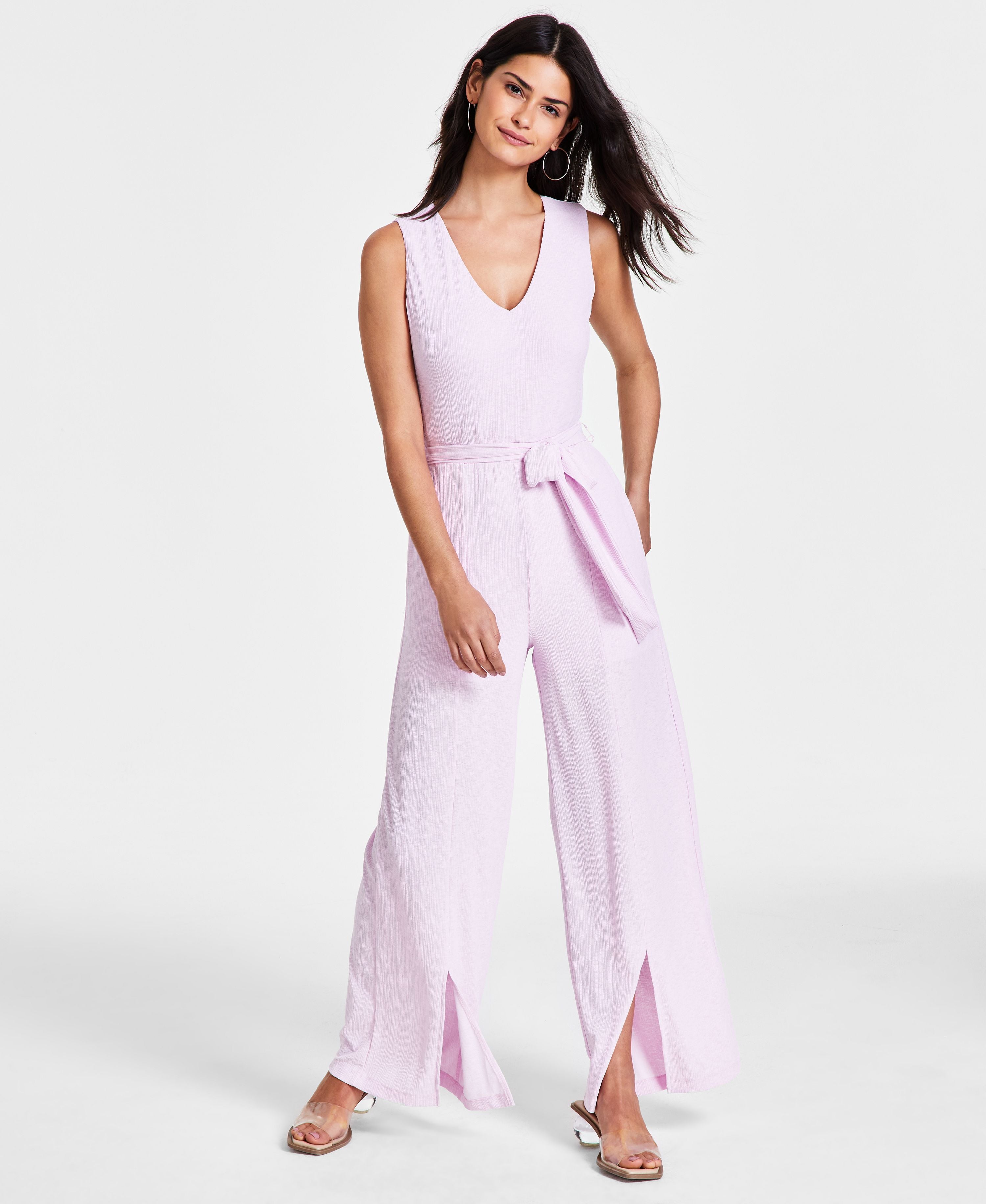 Women's V-Neck Wide-Leg Jumpsuit Dreamy Pink S