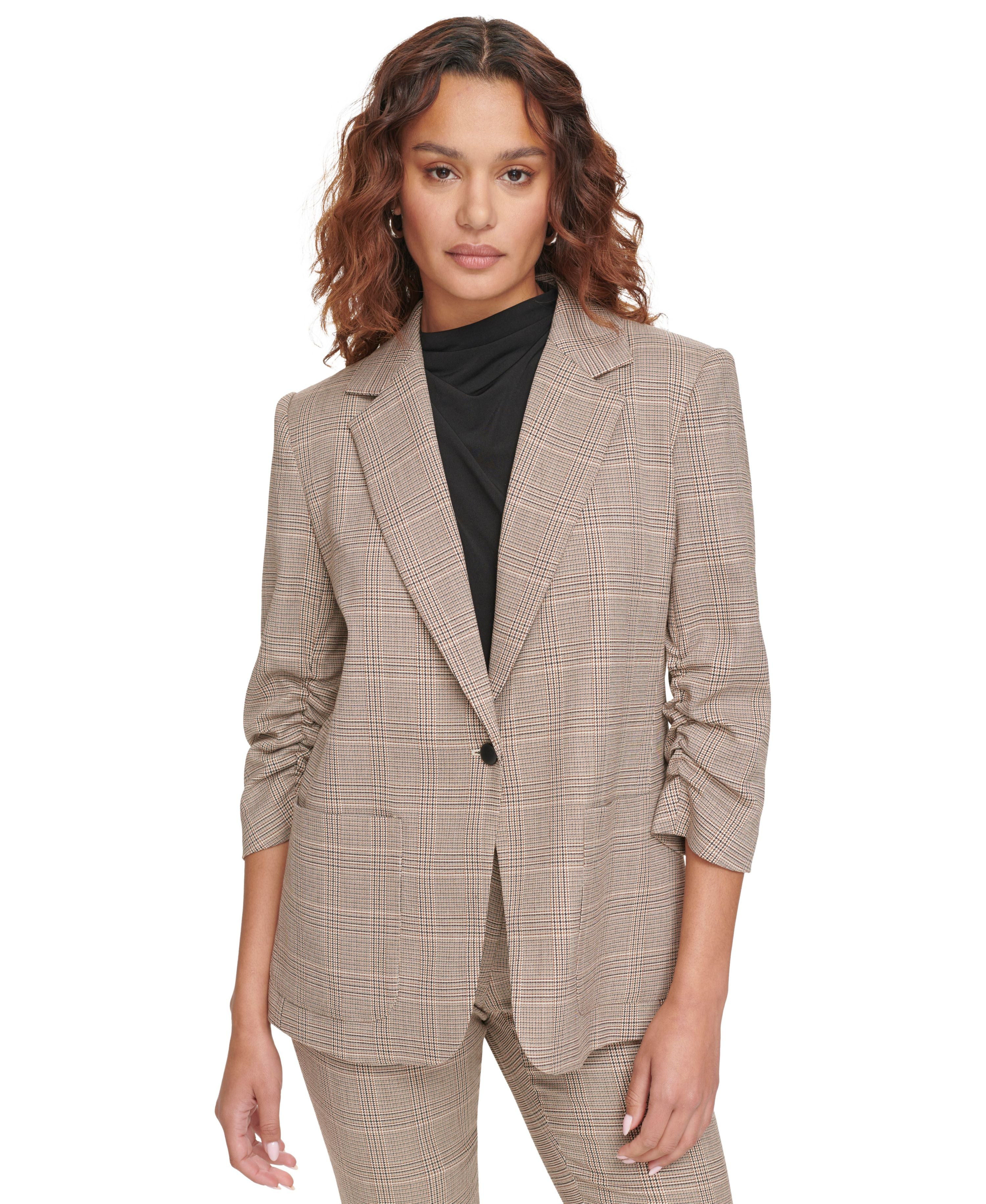 Women's Single-Button 3/4-Sleeve Jacket