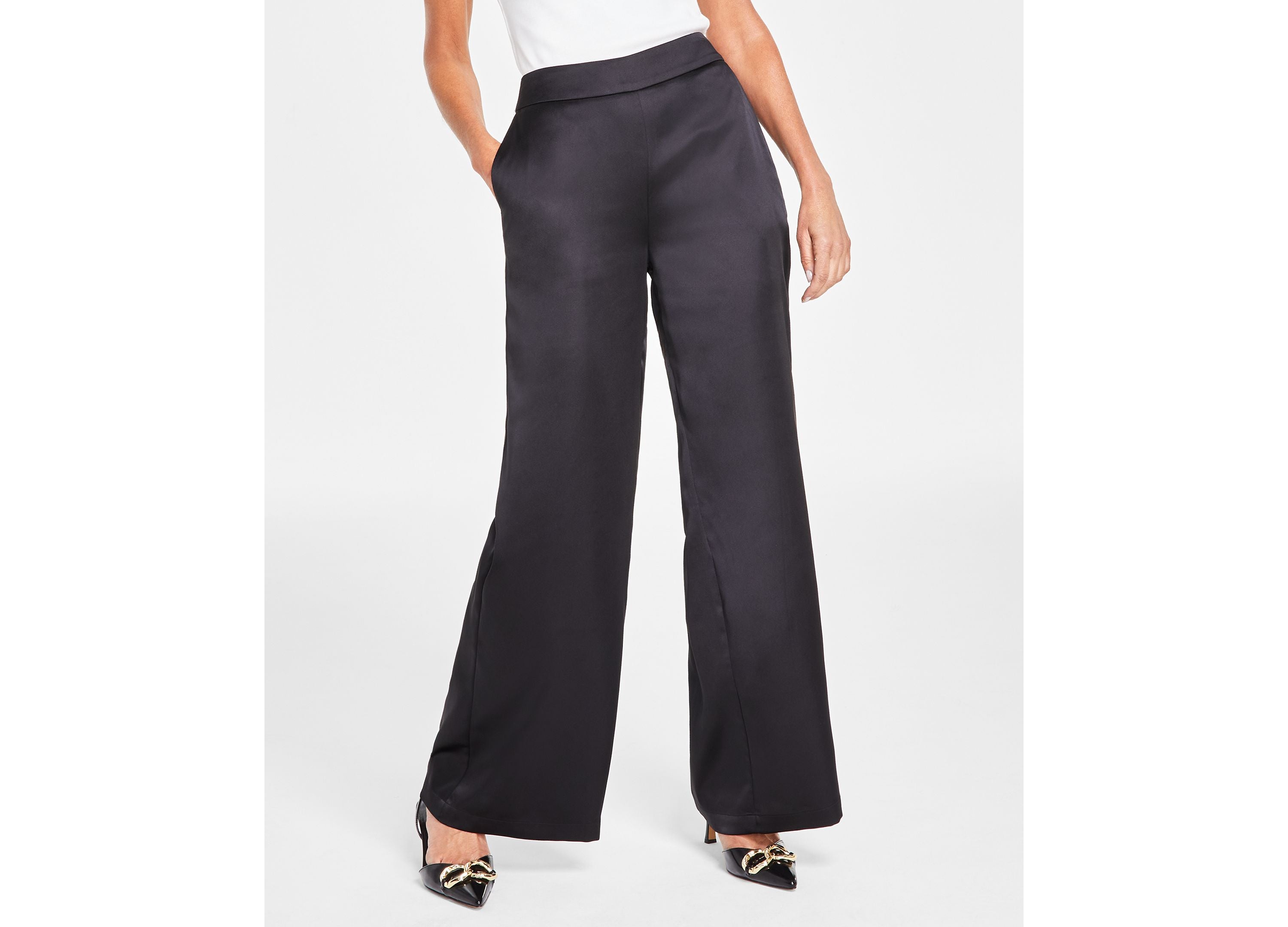 Women's Satin High-Rise Pull-On Pants