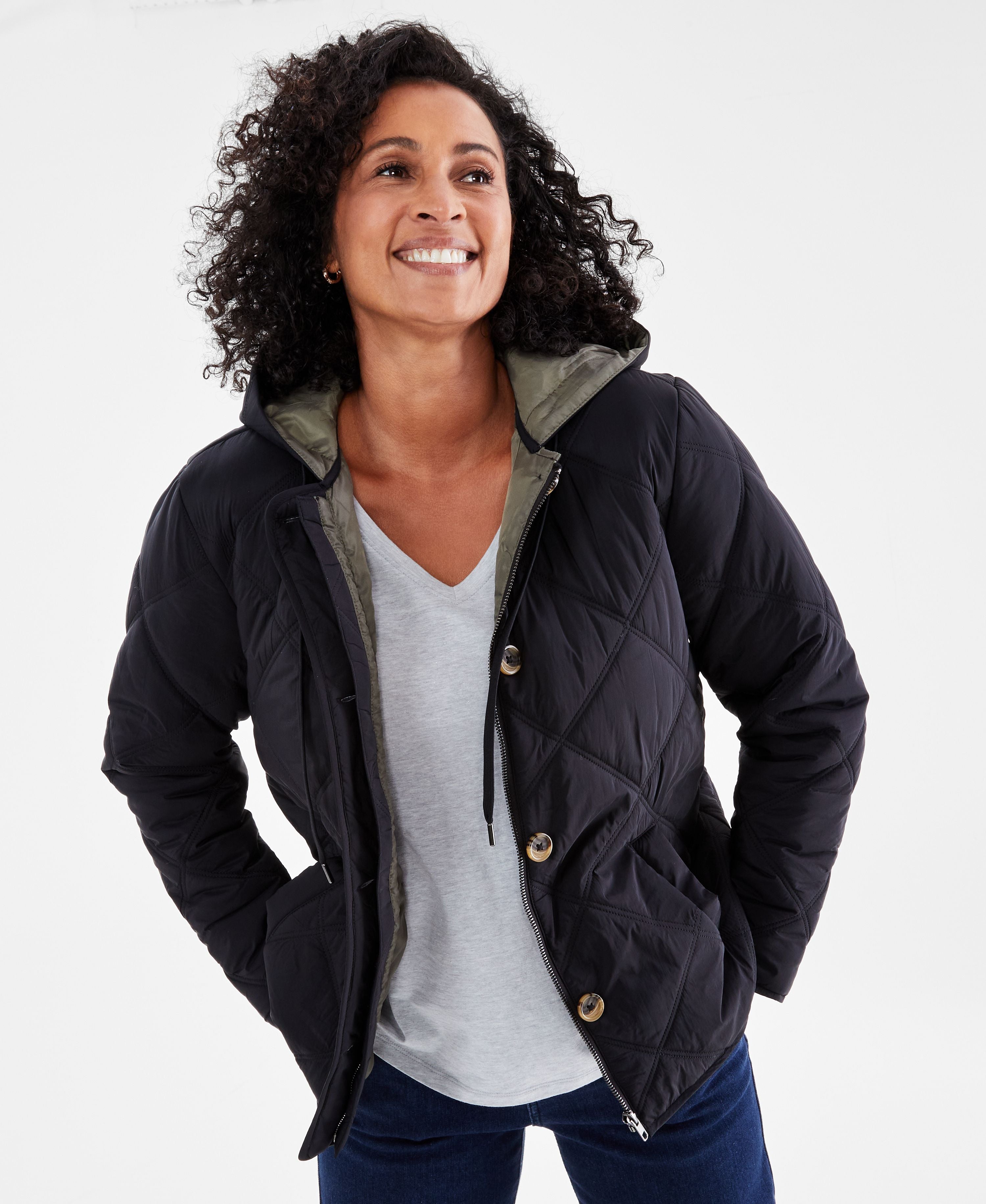 Women's Quilted Hooded Zip Jacket