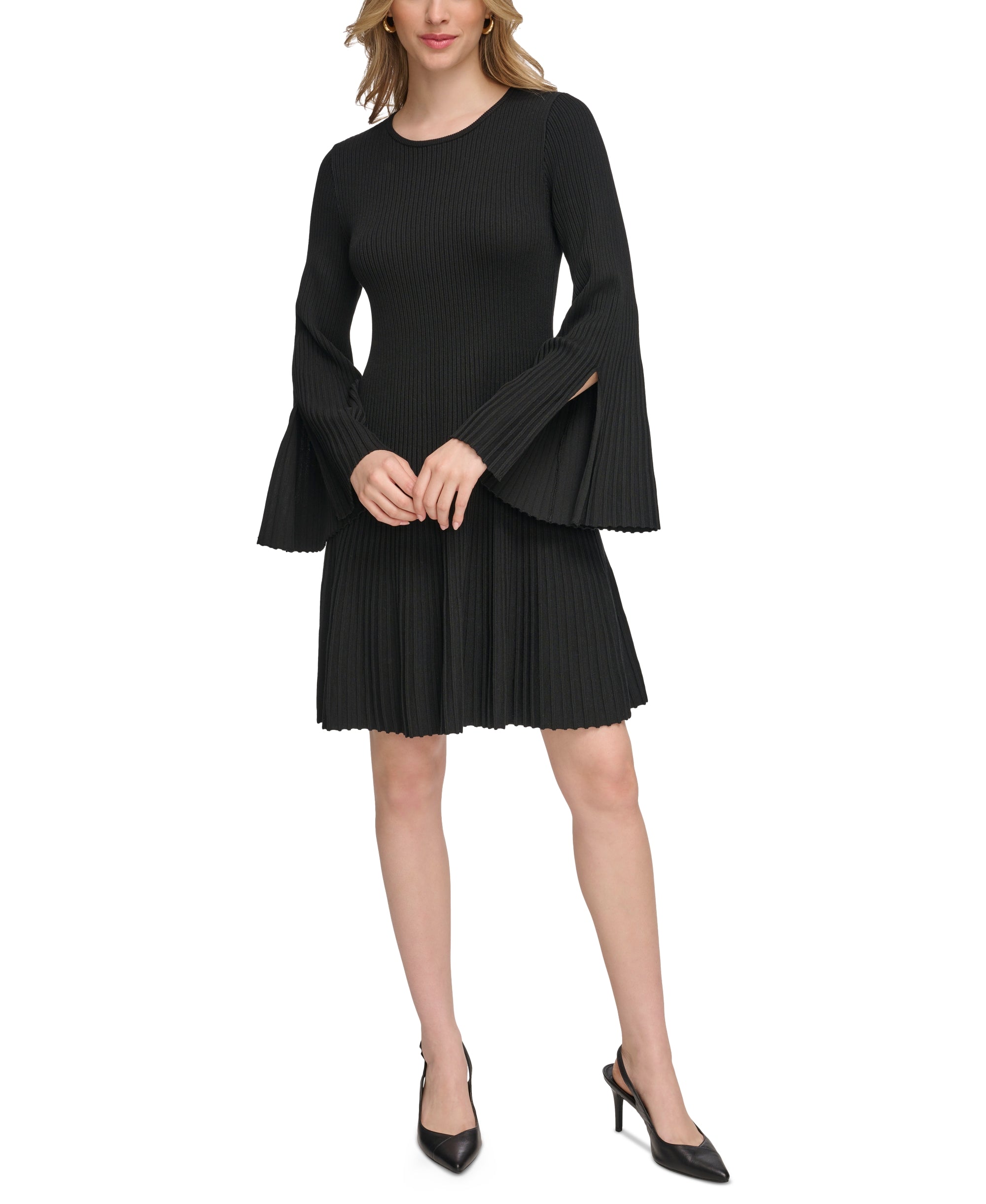 Women's Bell-Sleeve A-Line Sweater Dress