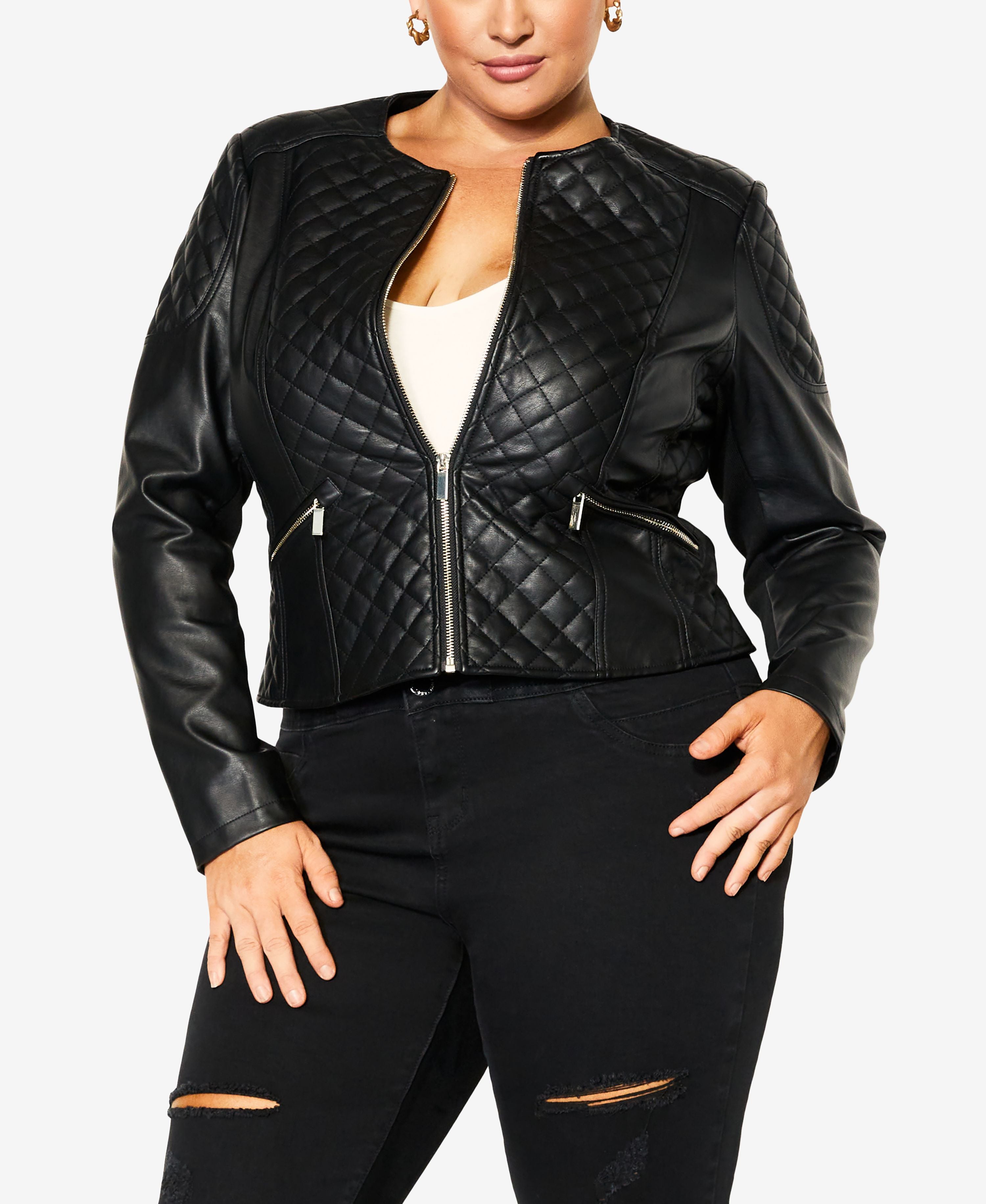 Trendy Plus Size Eliza Faux Leather Jacket