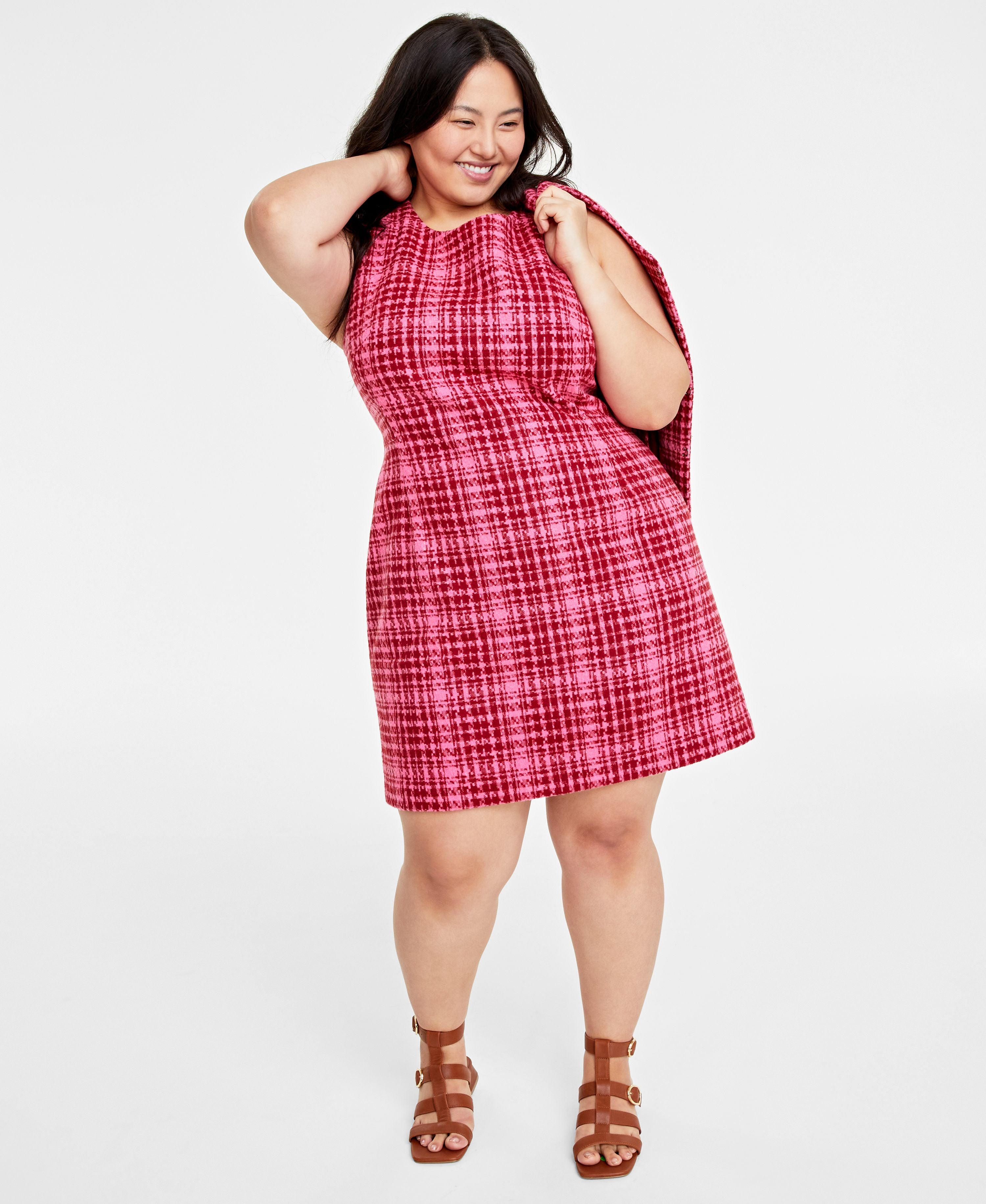 Plus Size Tweed Mini Sheath Dress