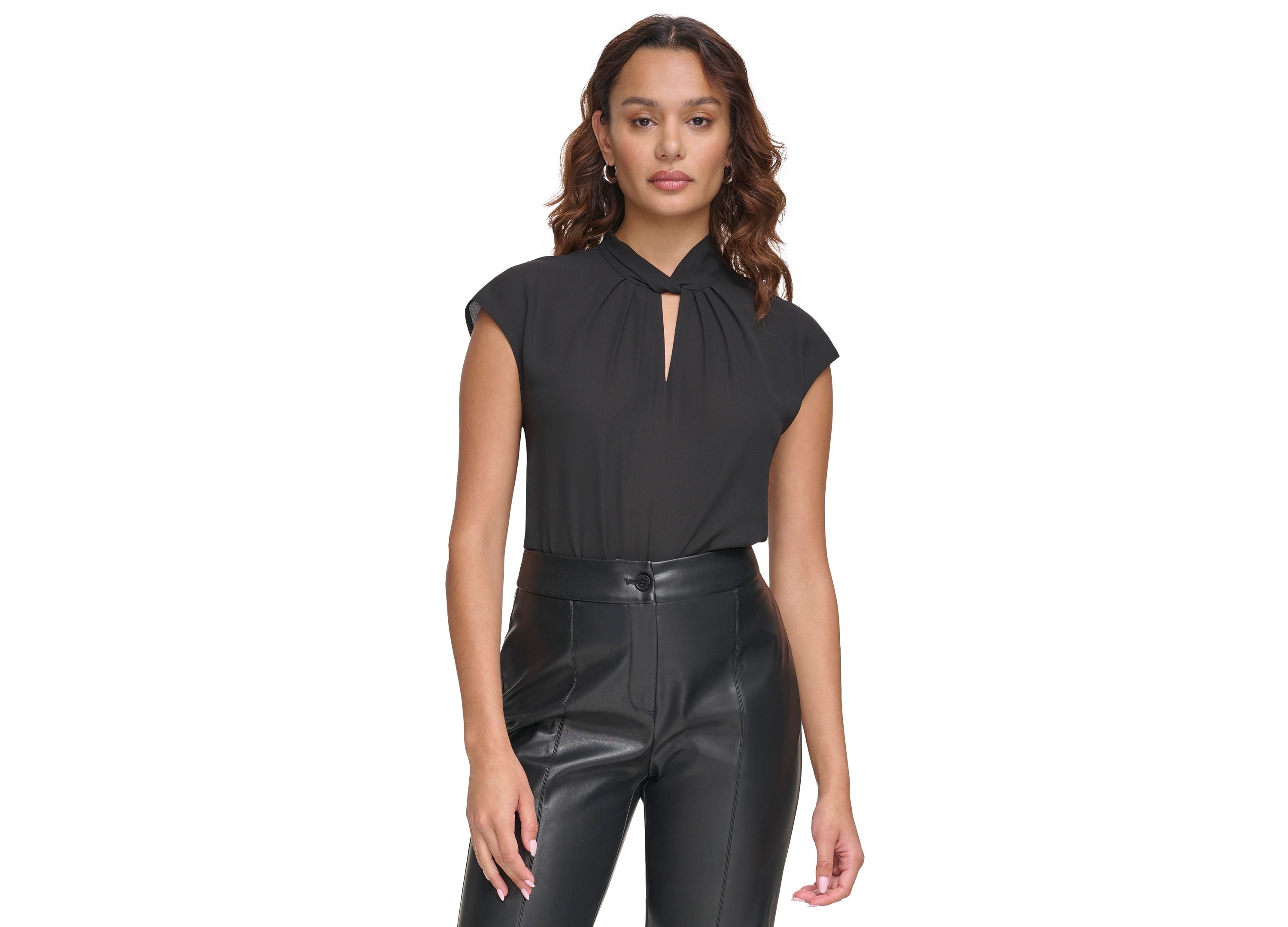 Women's Twisted-Neck Keyhole-Detail Top