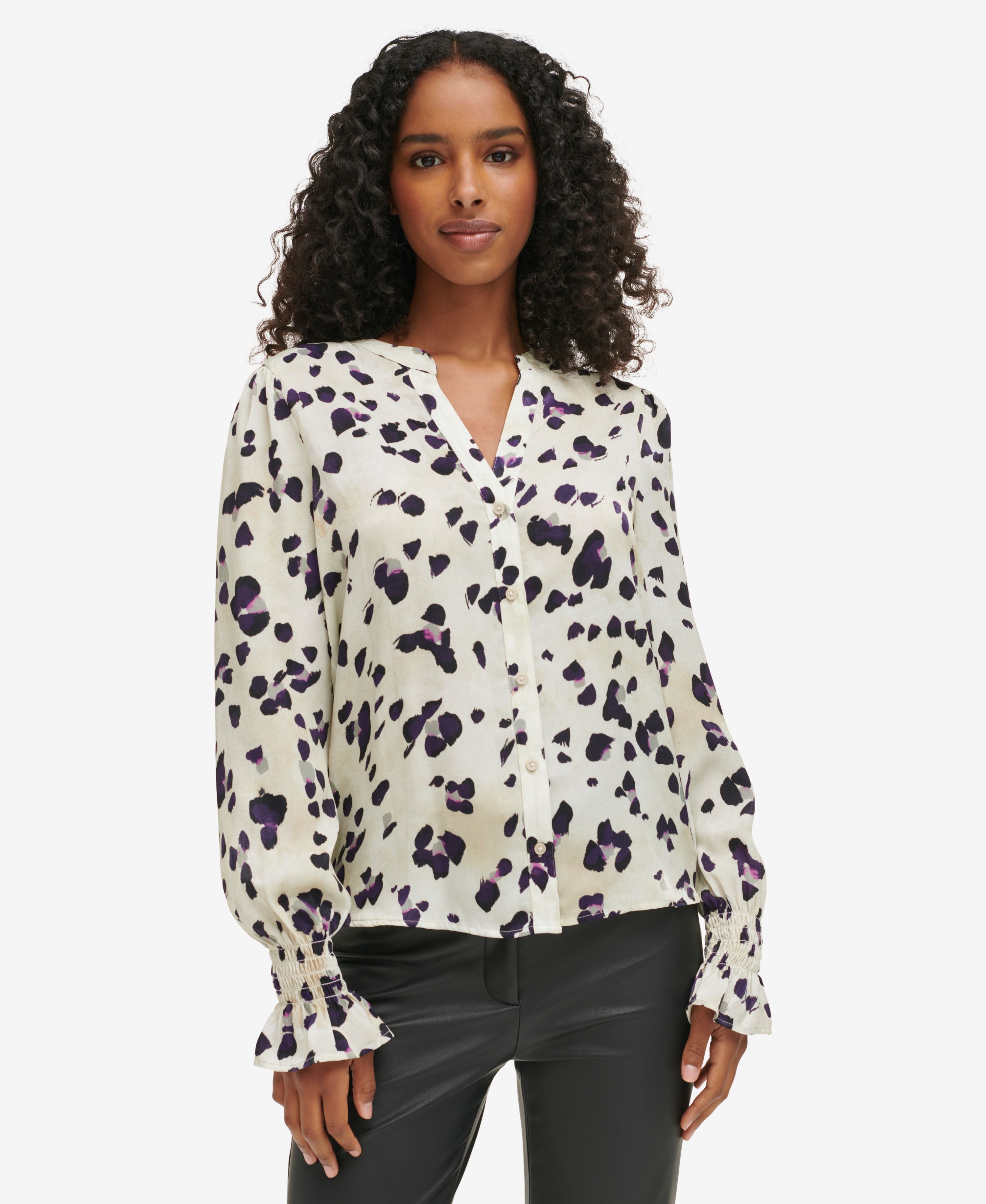 Women's Split-Neck Printed Top