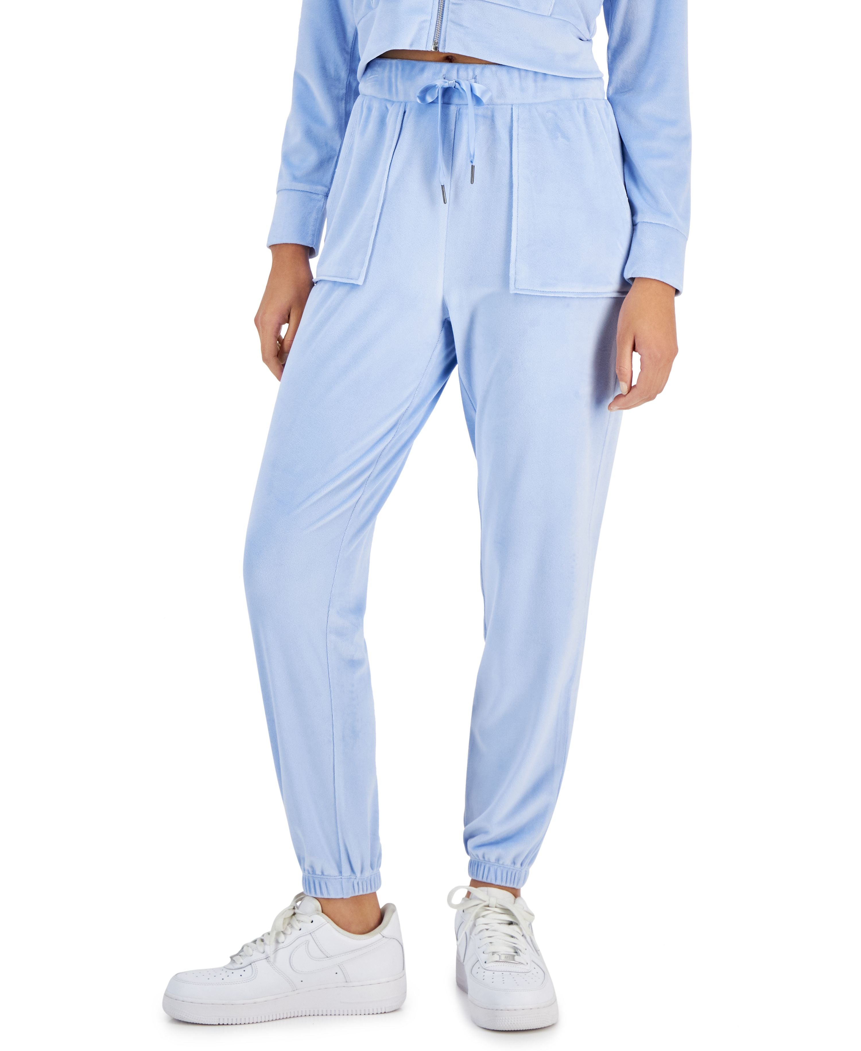 Juniors' High-Rise Pull-On Velour Joggers