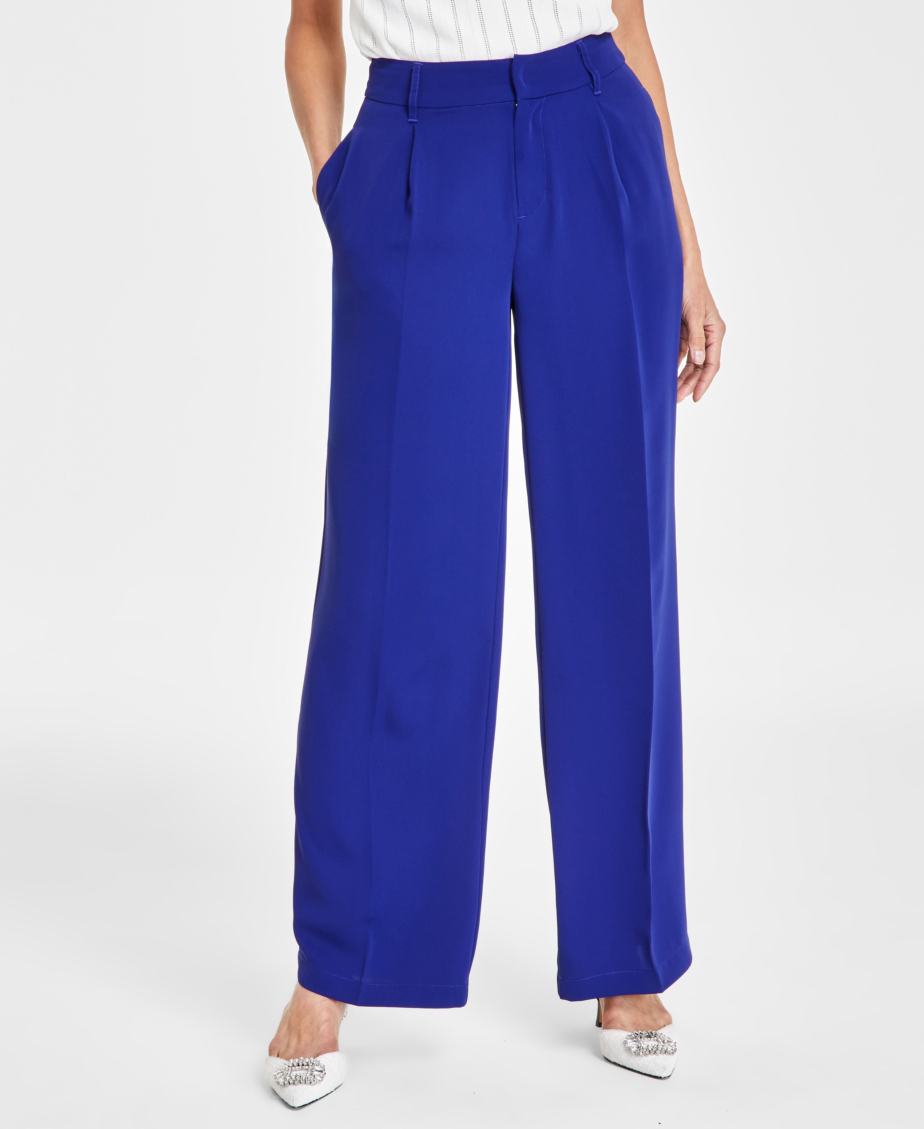 Petite Pleated Wide-Leg Trousers