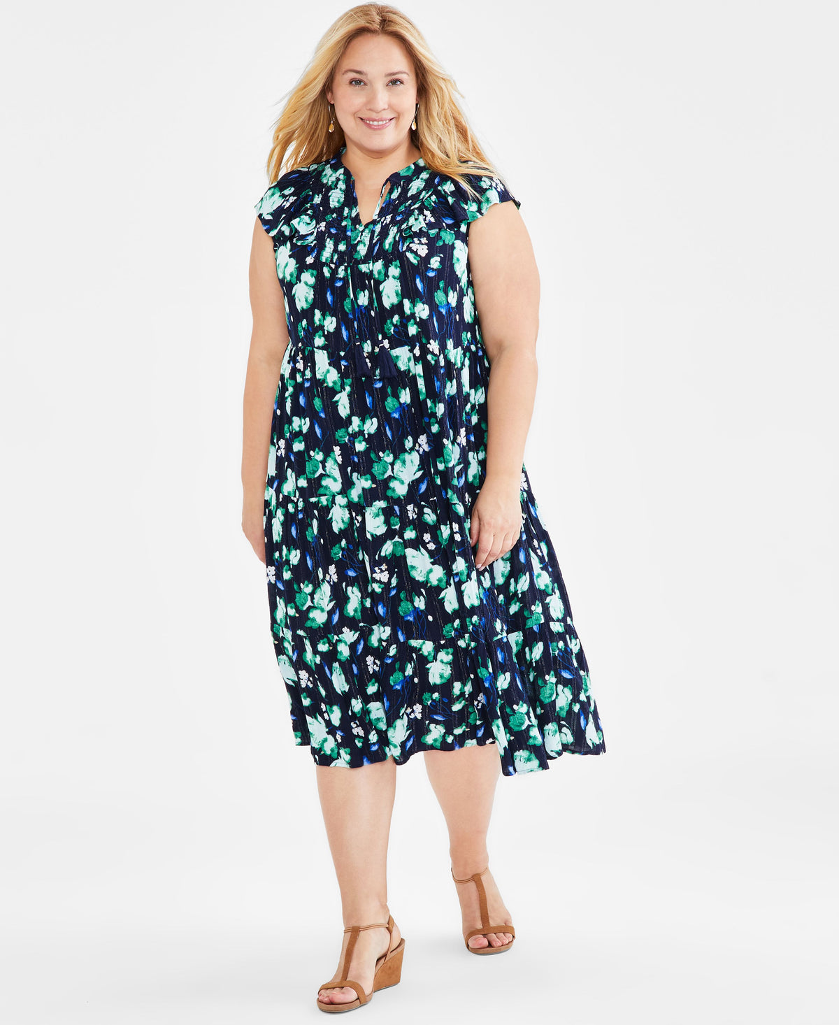 Plus Size Floral Shine Dress