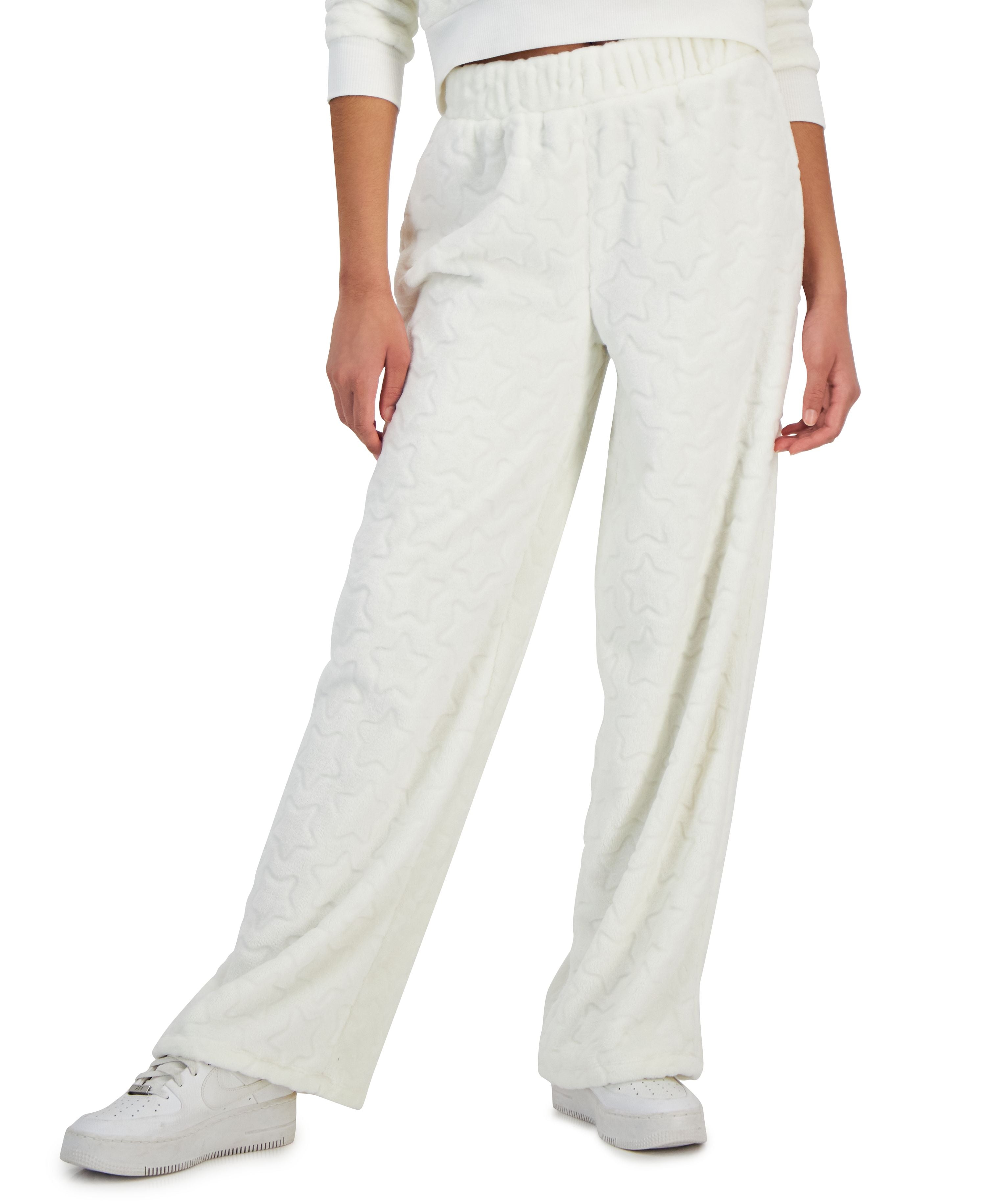 Juniors' Cozy Faux-Fur Wide-Leg Pants