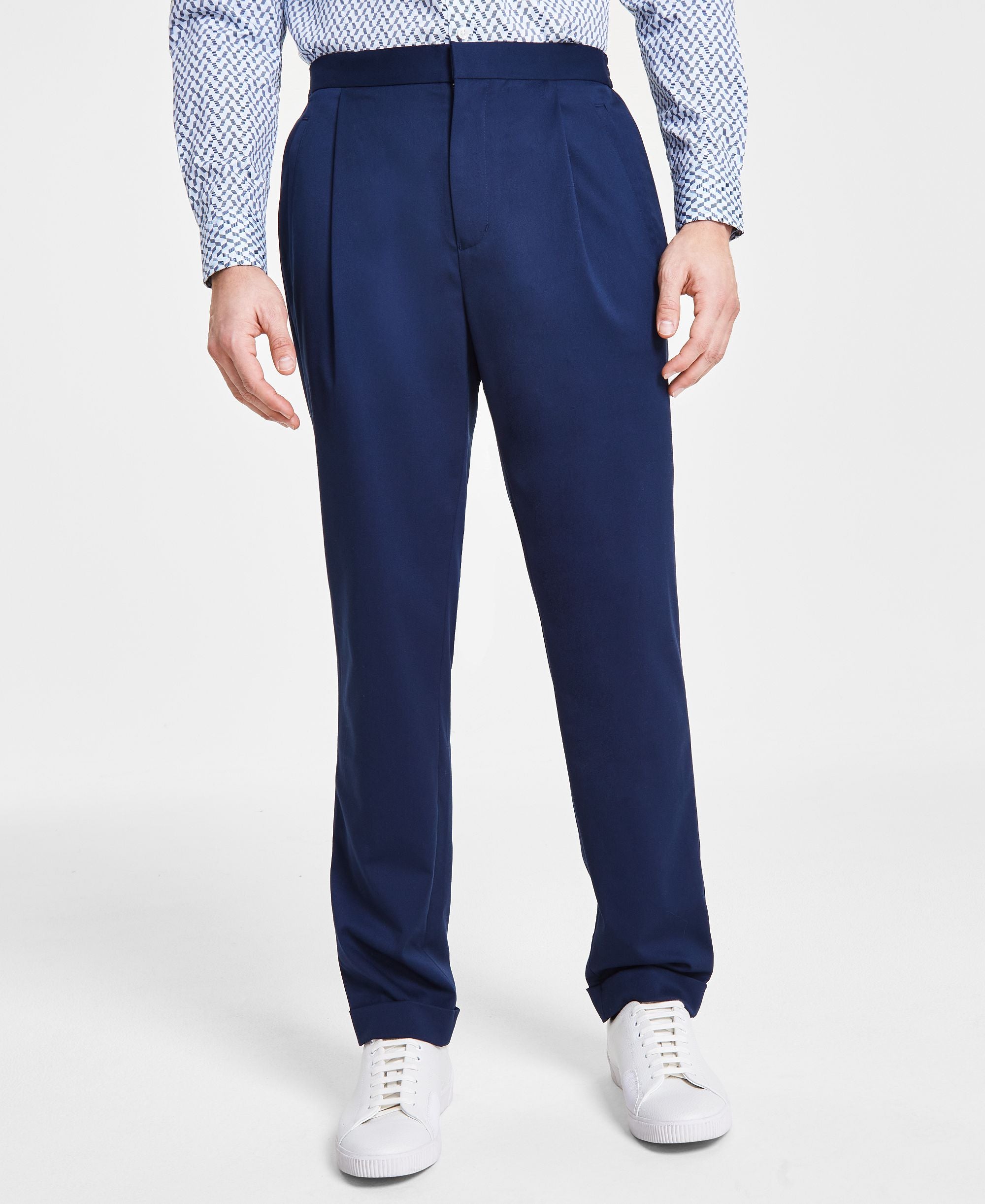 Men's Modern-Fit Stretch Pleated Dress Pants 38W x 32L
