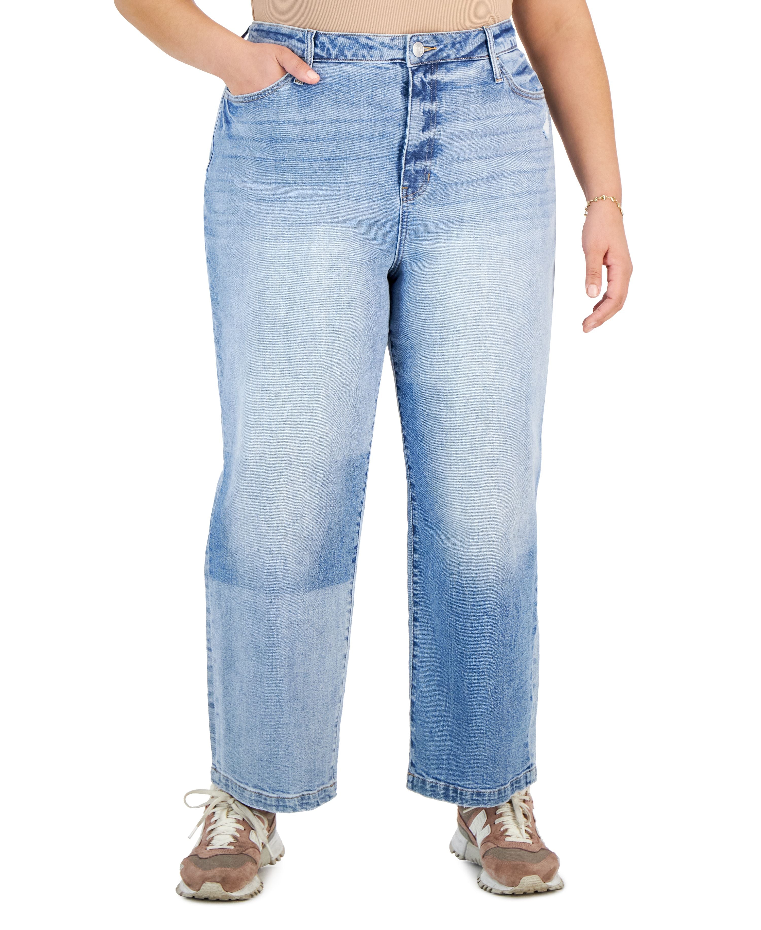 Plus Size Ultra-High-Rise Two-Tone Jeans