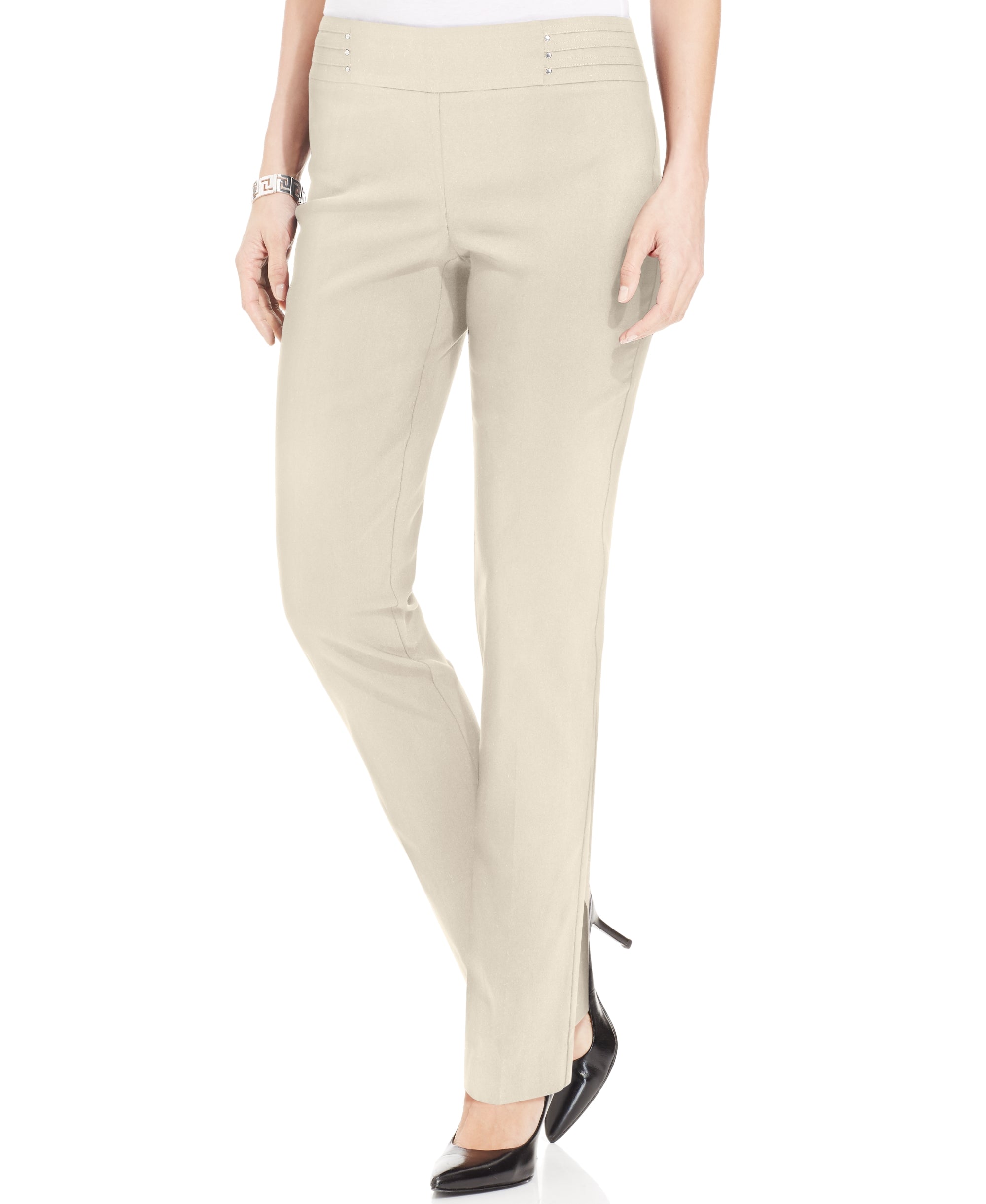 Women's Studded Pull-On Tummy Control Pants, Regular and Short Lengths