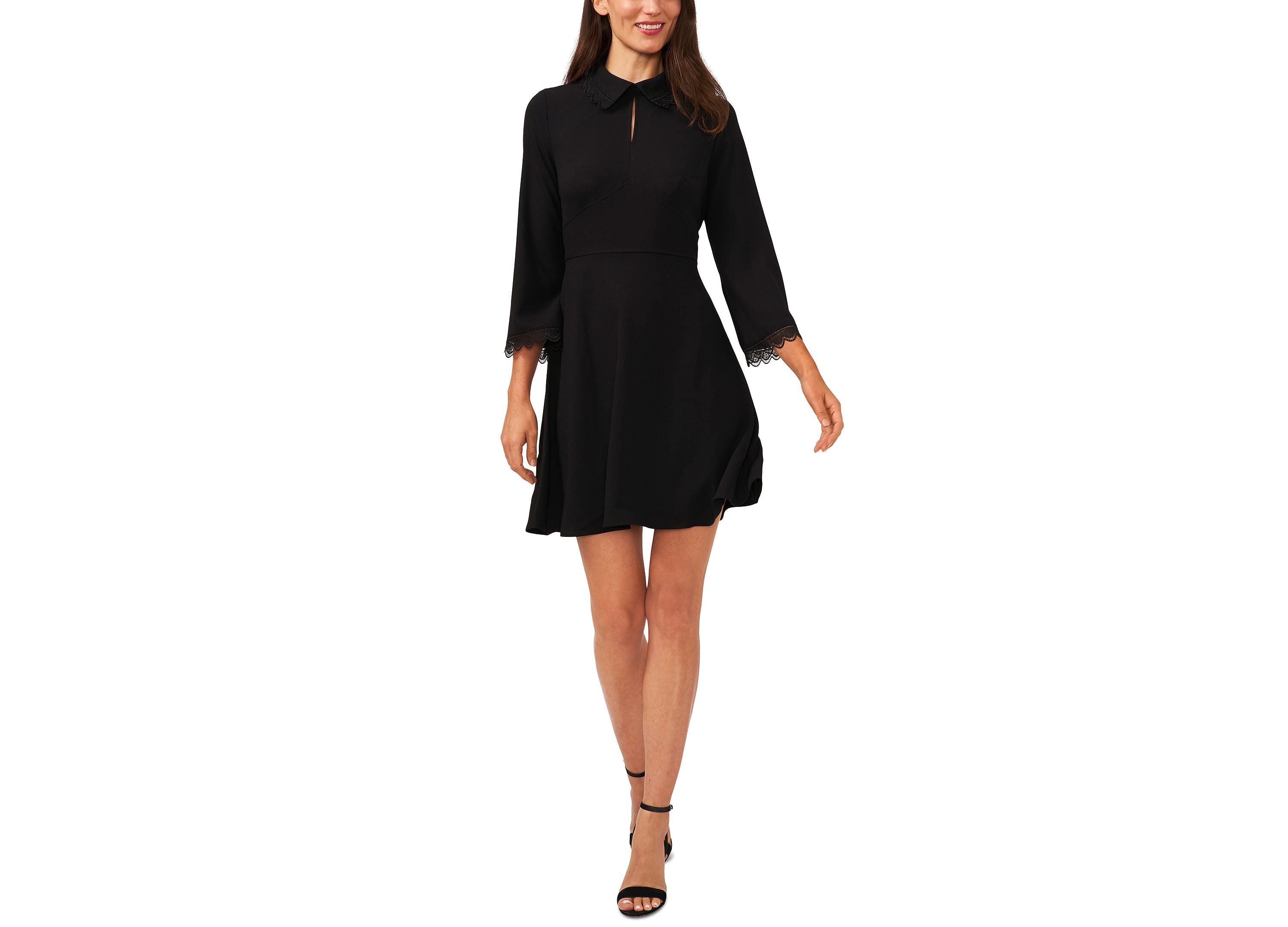 Women's Collared Scallop Embroidered Dress
