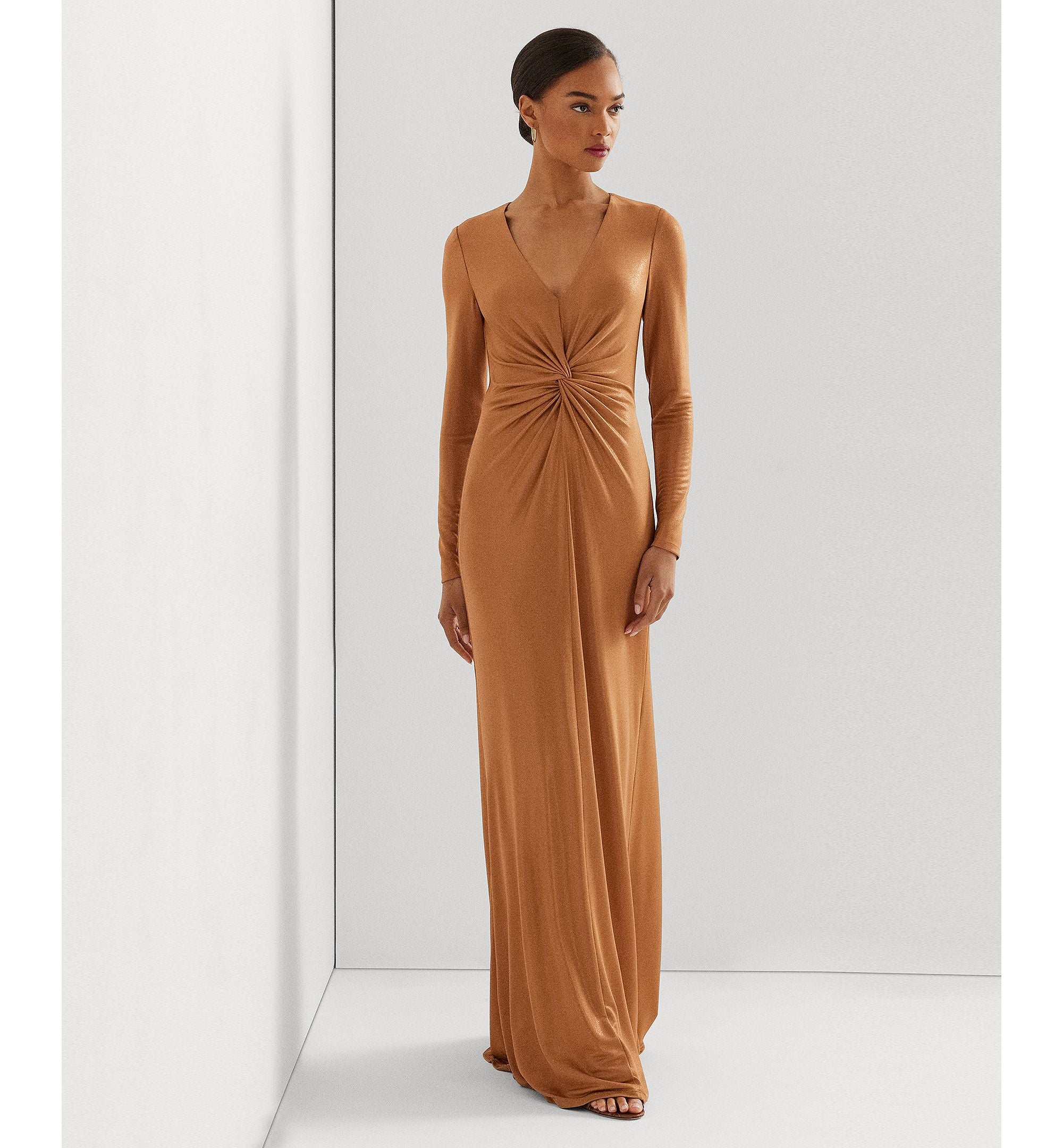 Women's Twisted Metallic Jersey Gown