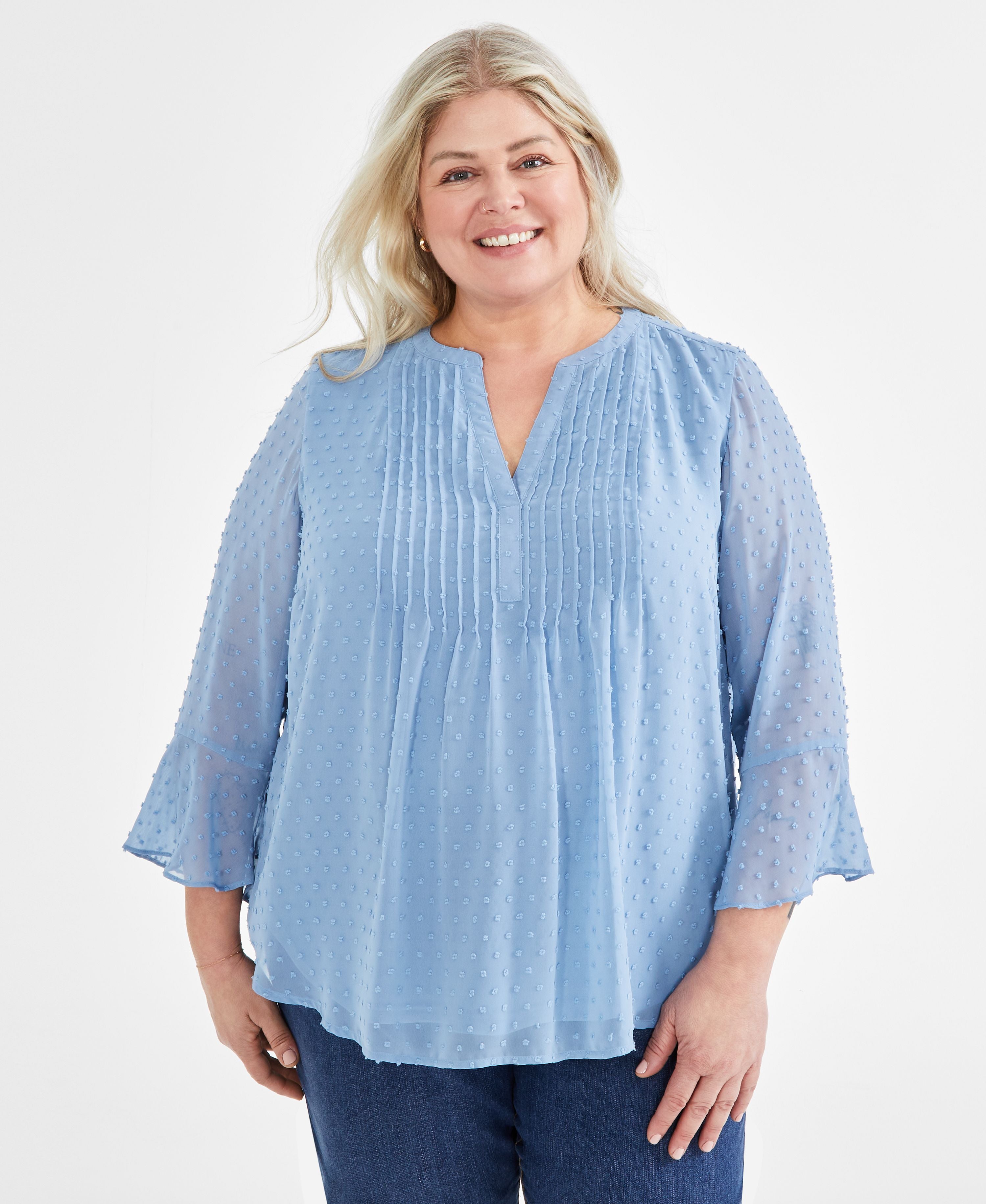 Plus Size Pintuck Blouse