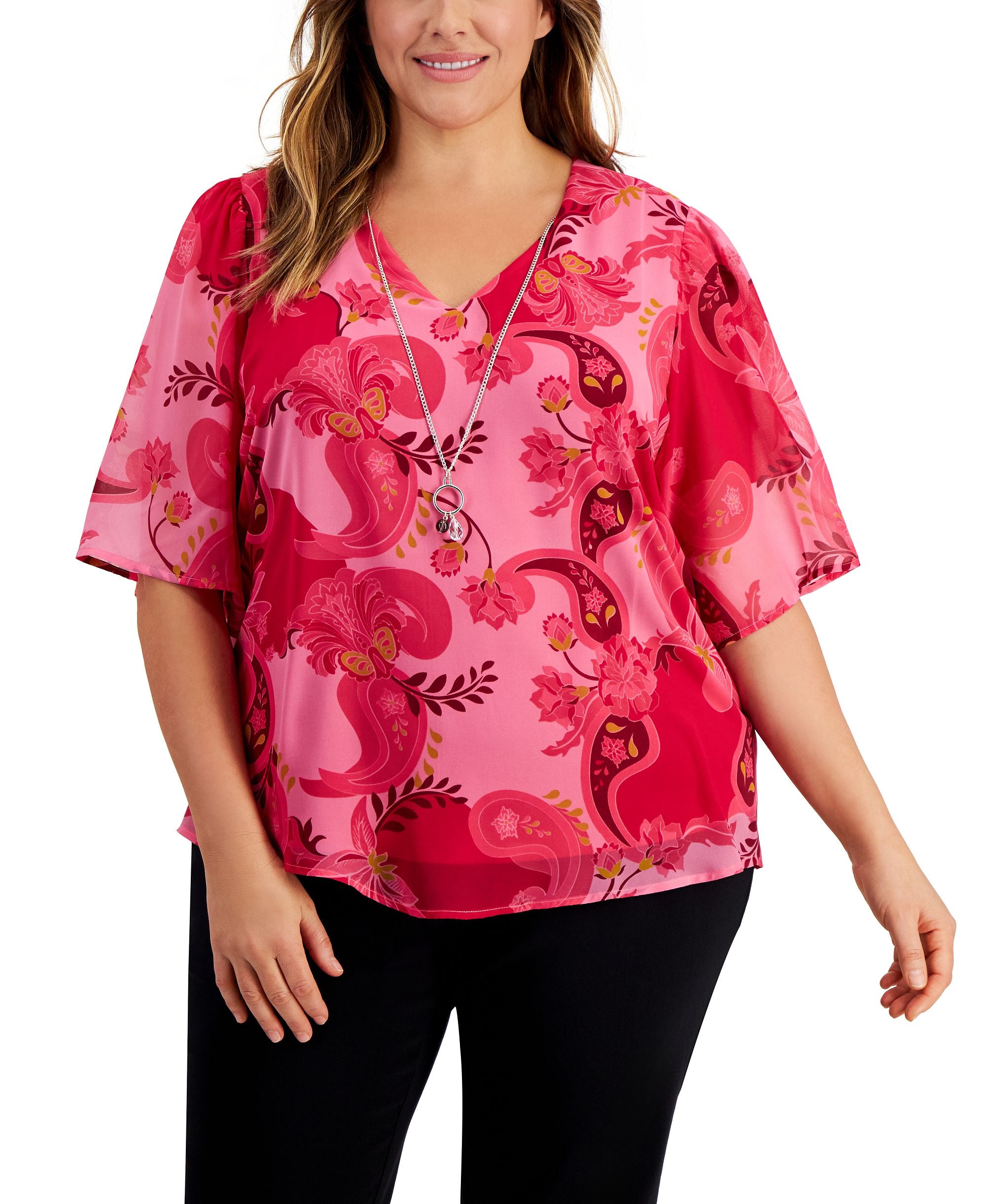 Plus Size Glamorous Garden Necklace Top